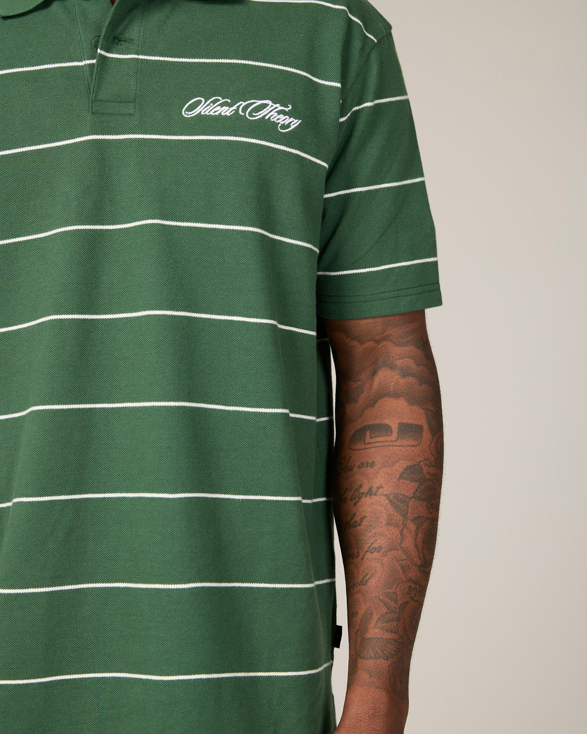 Striped Pique Polo Green