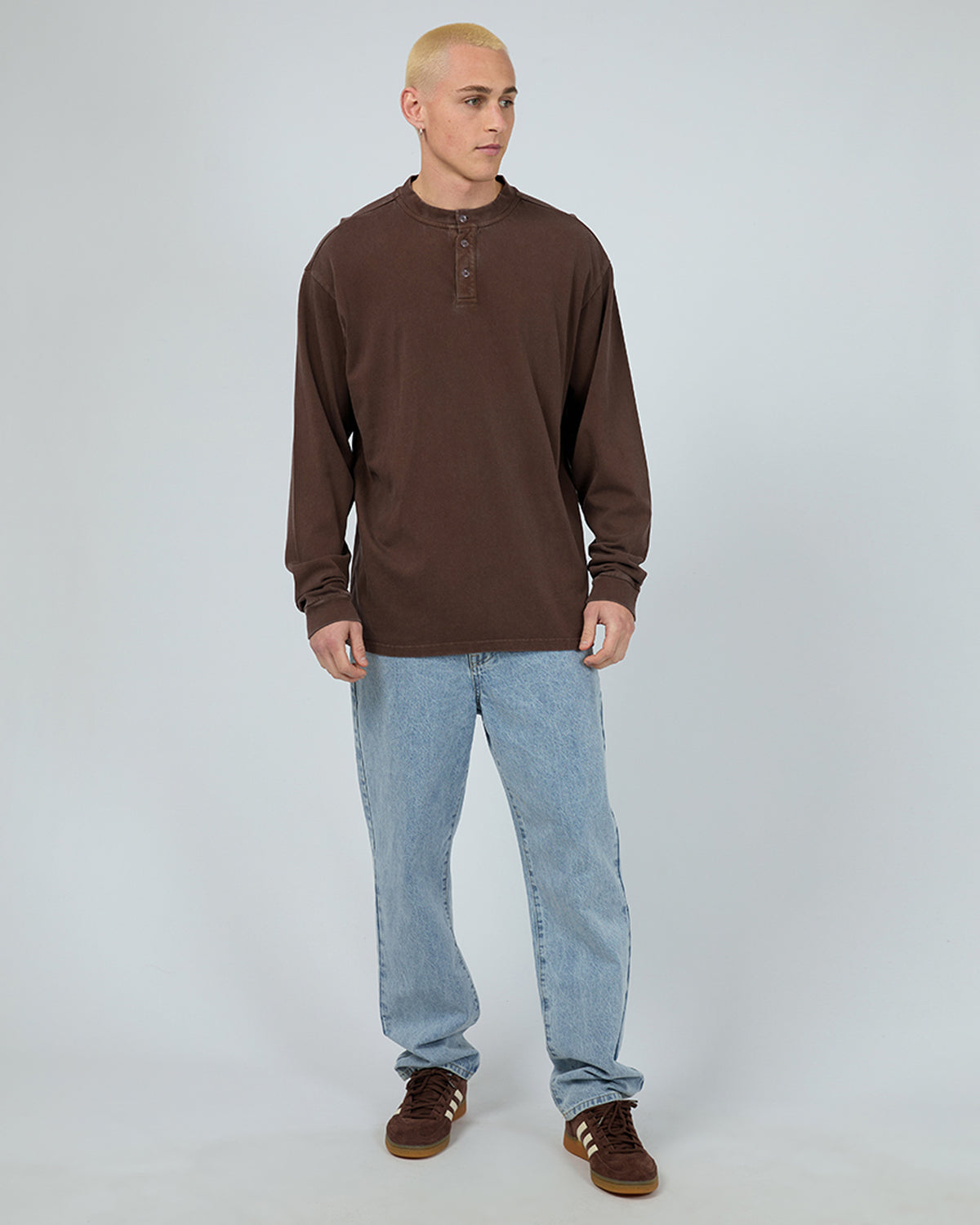 Henley Long Sleeve Top Chocolate