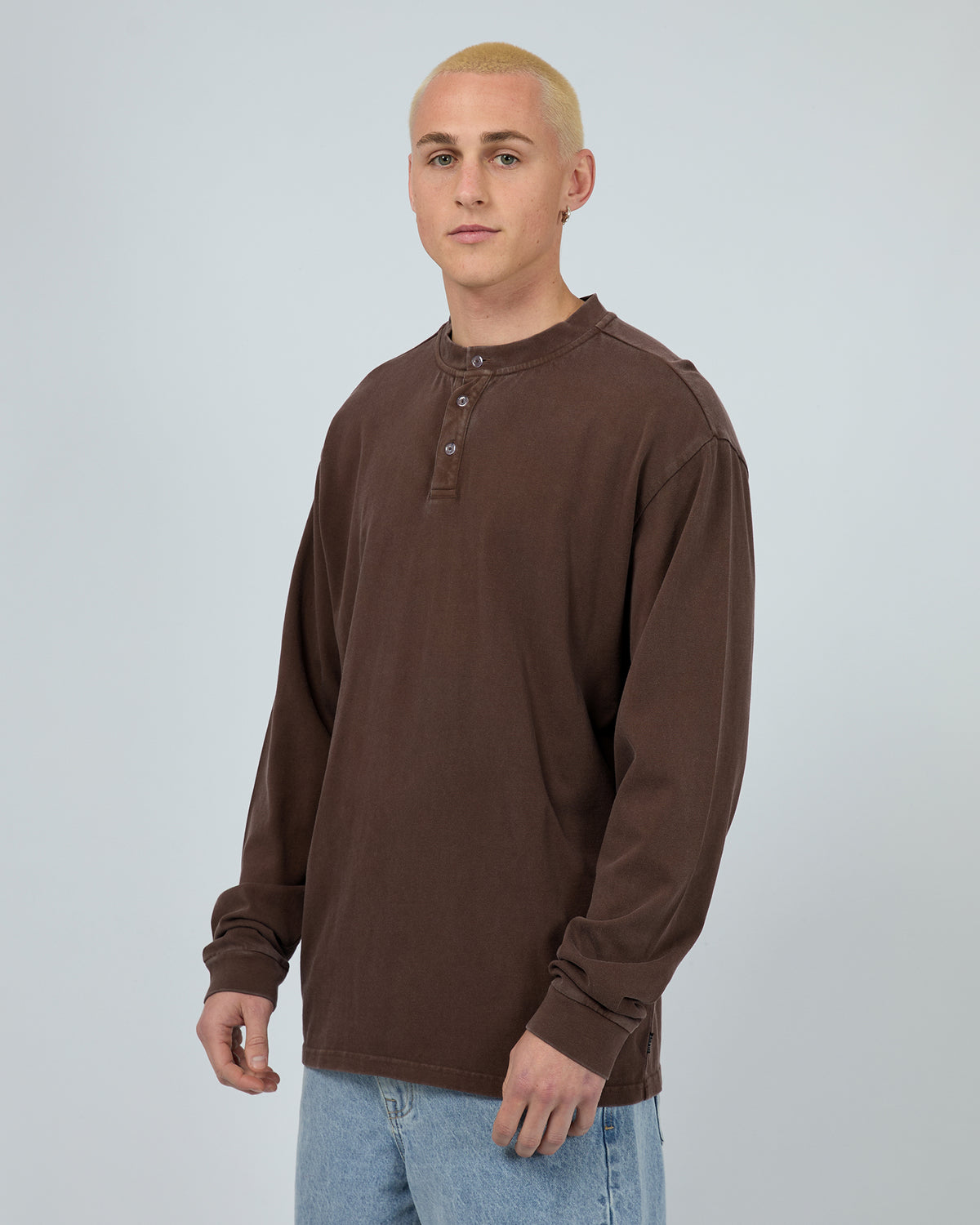 Henley Long Sleeve Top Chocolate