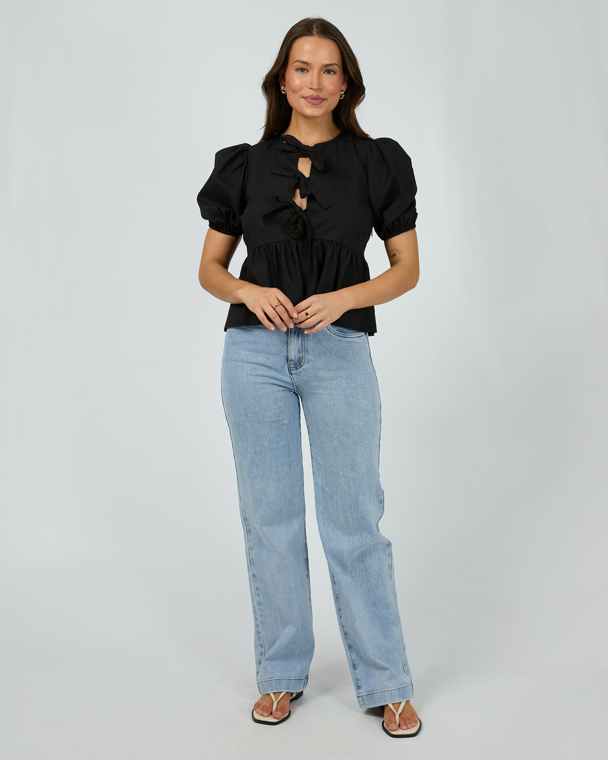 Aftersun Linen Top Black