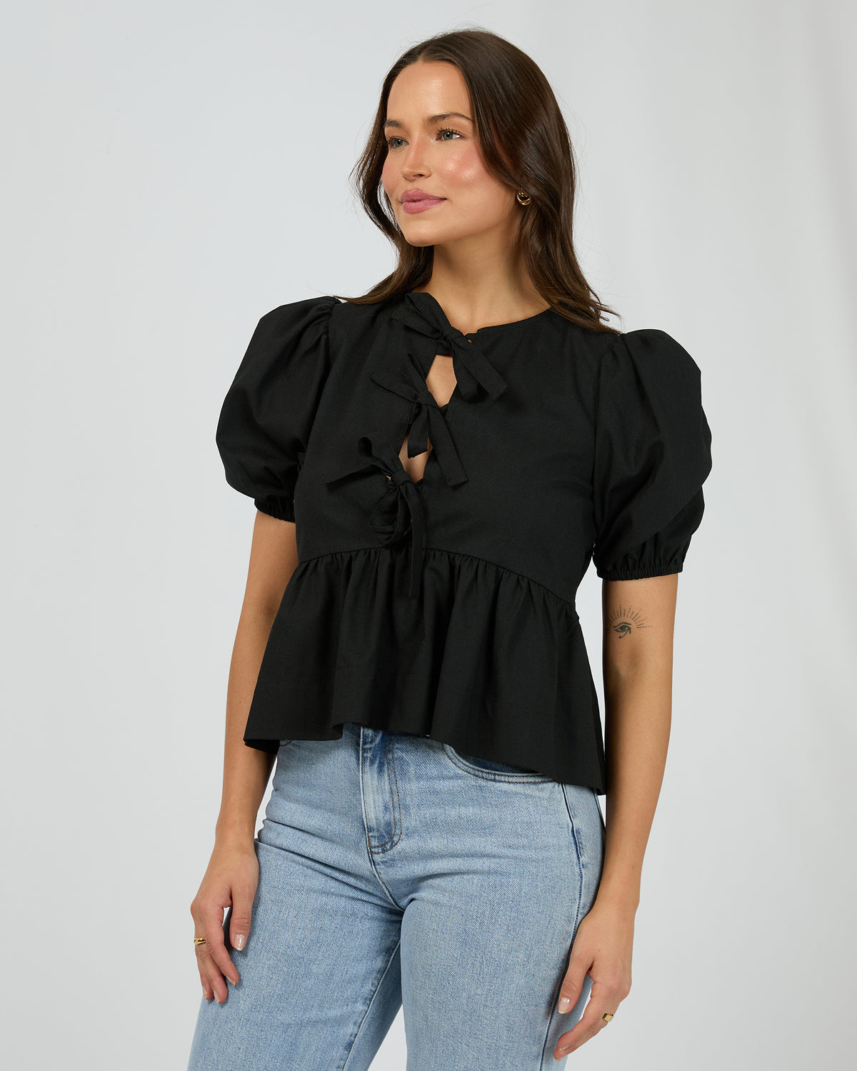 Aftersun Linen Top Black