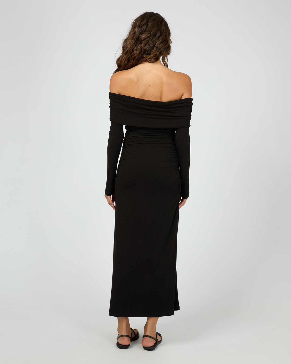 Fold Over Maxi Dress Black