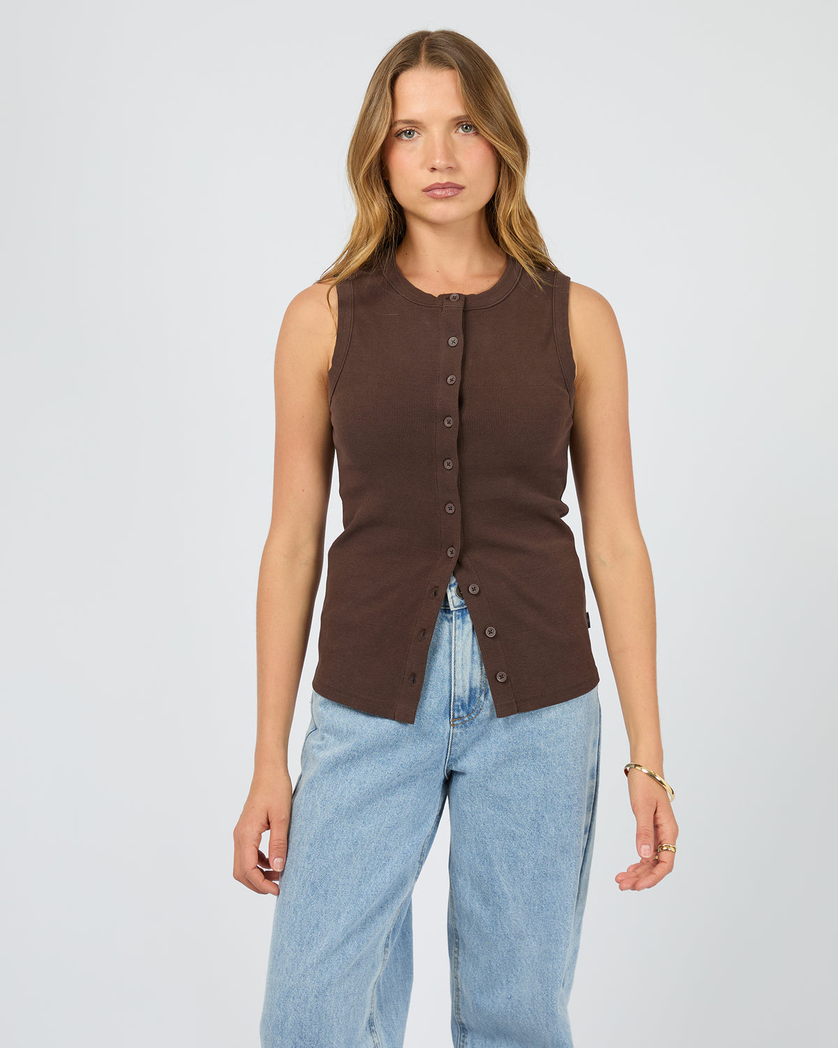 Button Up Tank Chocolate