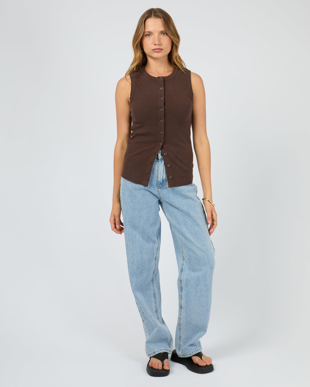Button Up Tank Chocolate