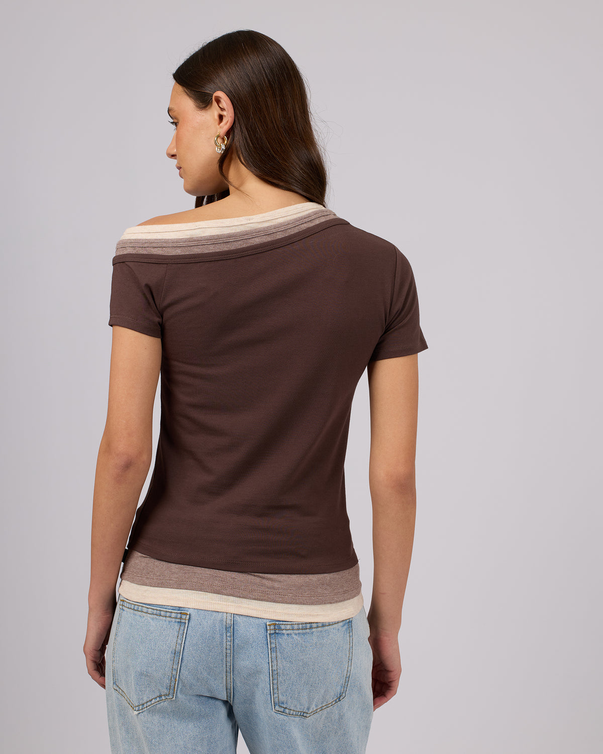 Luxe Layered Asymmetric Tee Brown