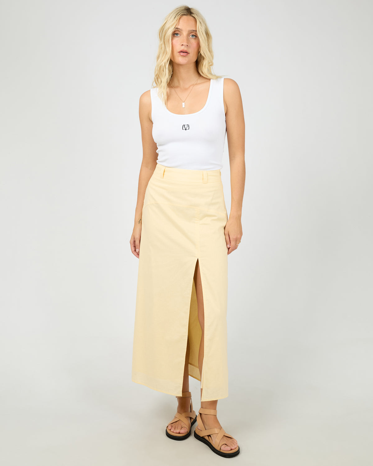 Alessa Linen Maxi Skirt Yellow
