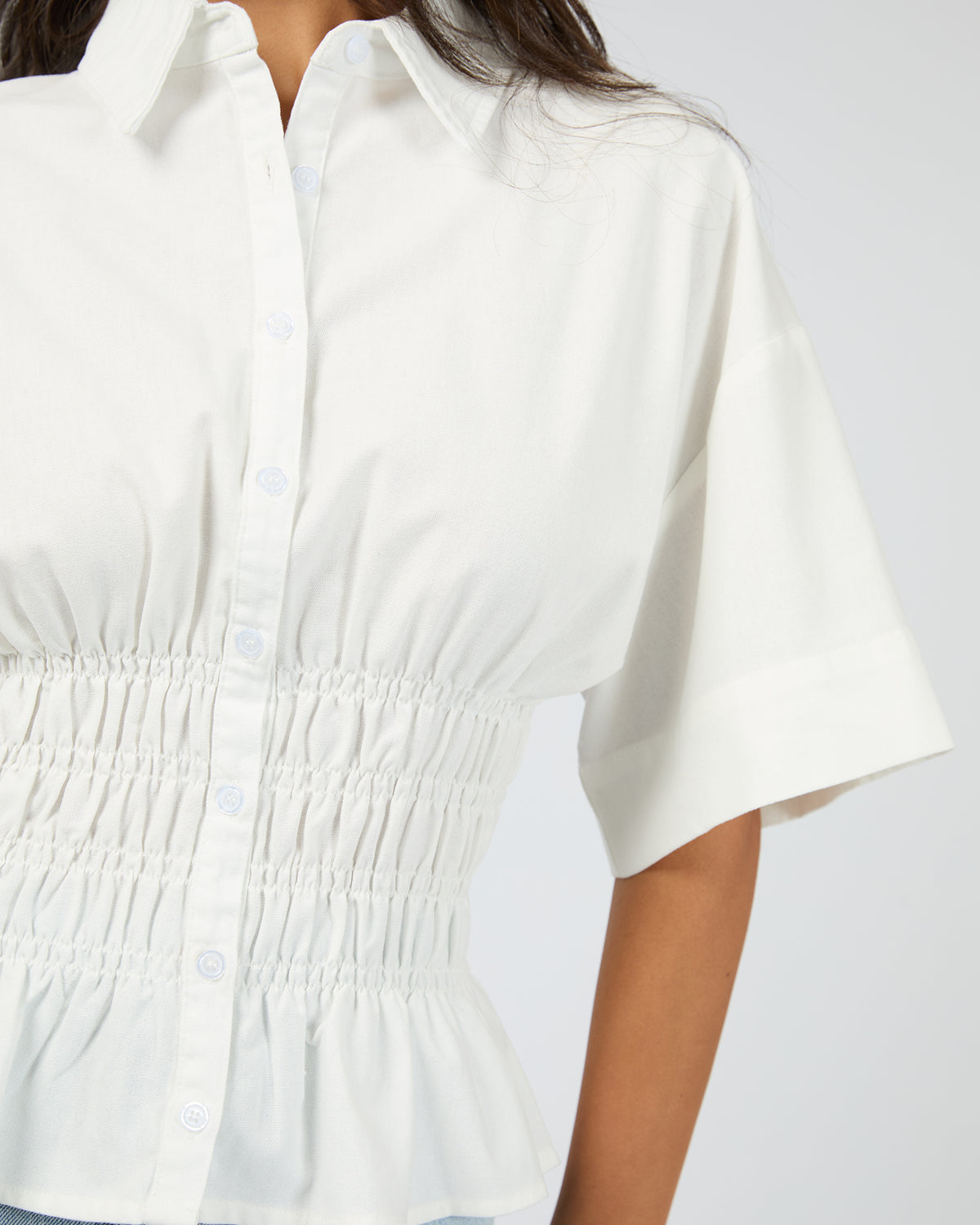 Timeless Shirred Top White