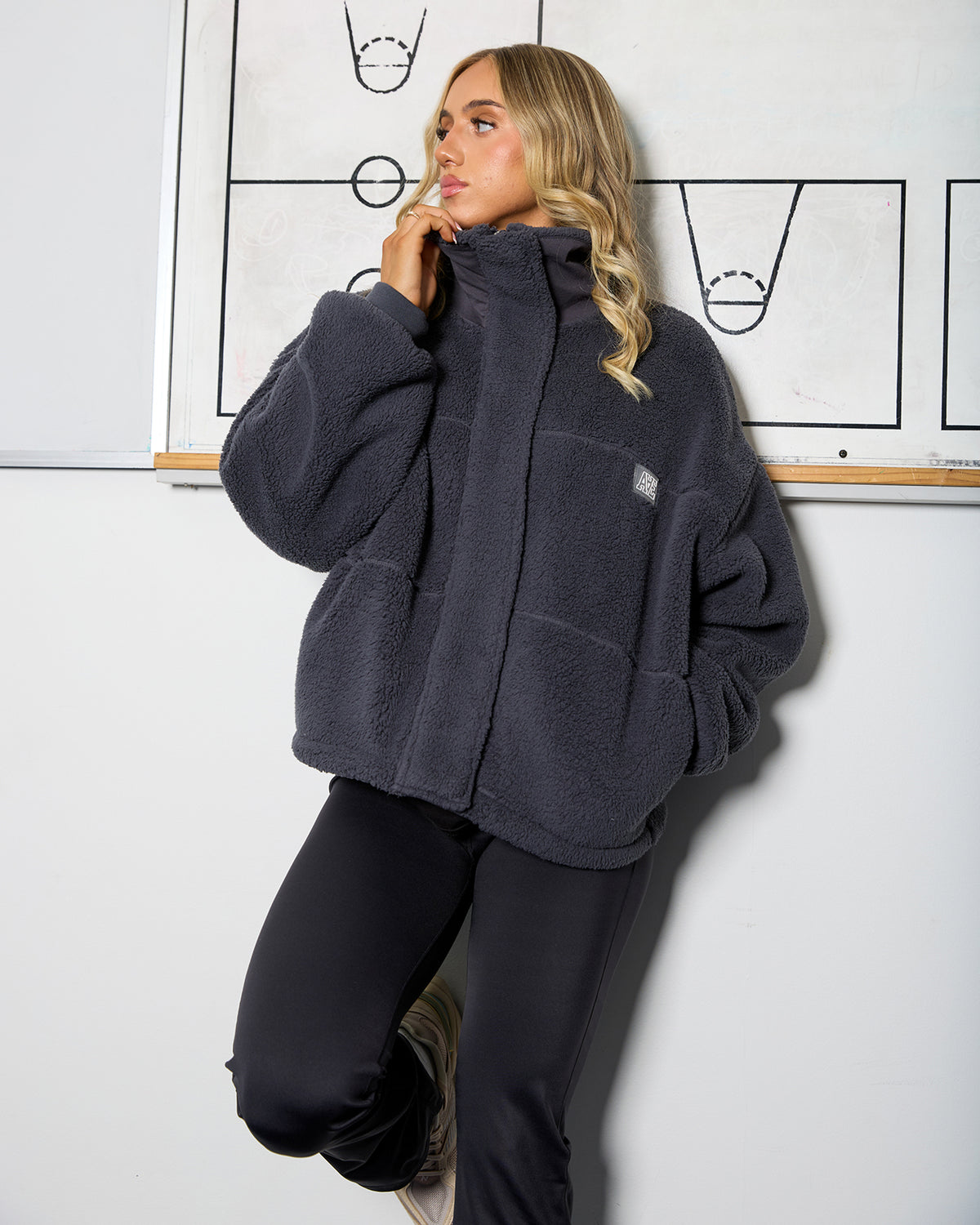 Cosy Club Teddy Jacket Charcoal