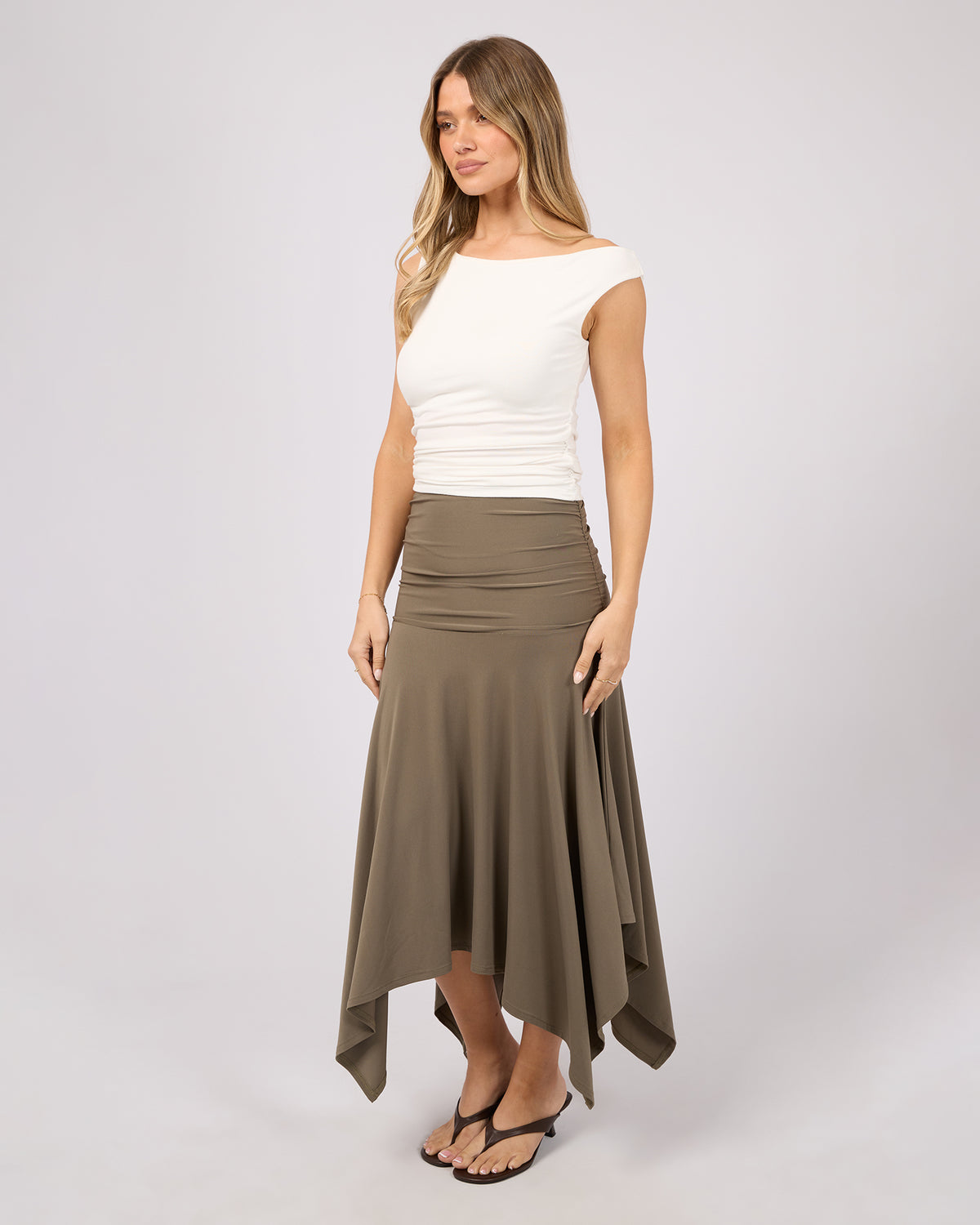 Gemma Midi Skirt Khaki