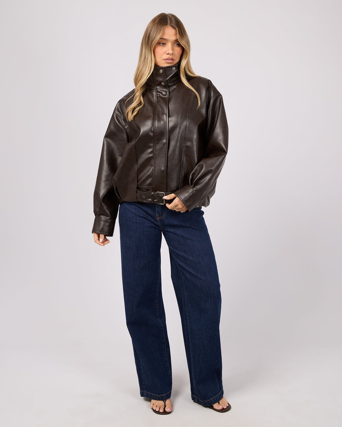Jaynee Funnel Neck Jacket Chocolate