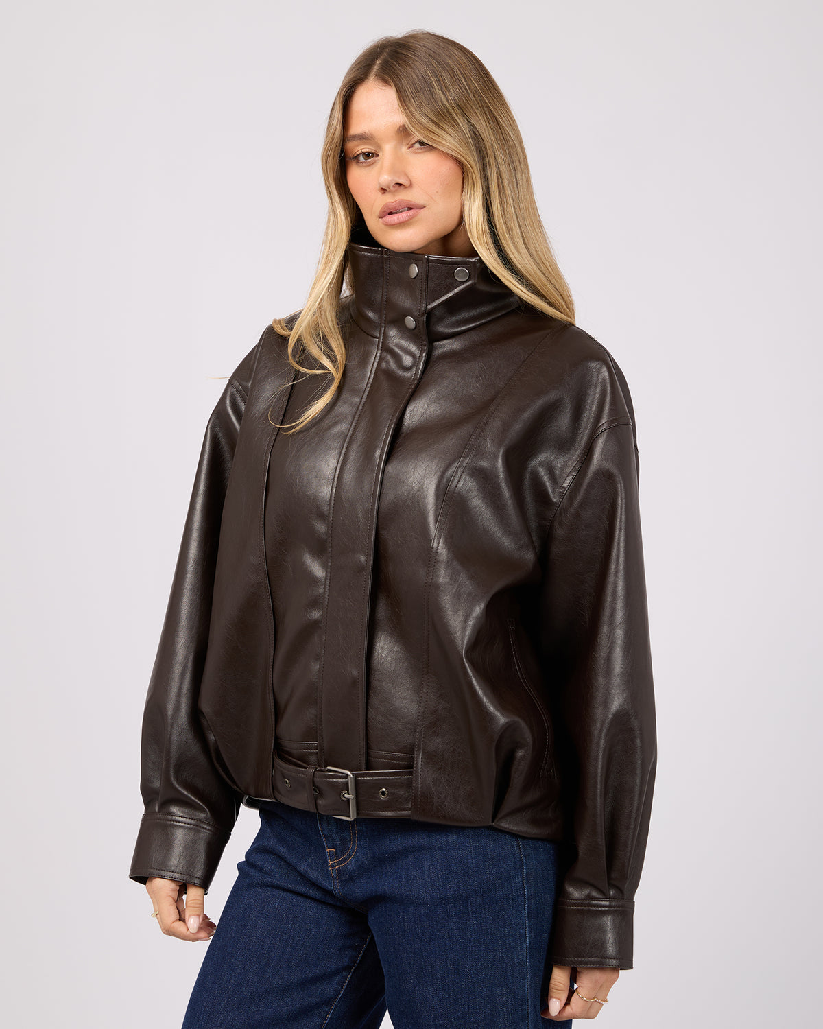 Jaynee Funnel Neck Jacket Chocolate