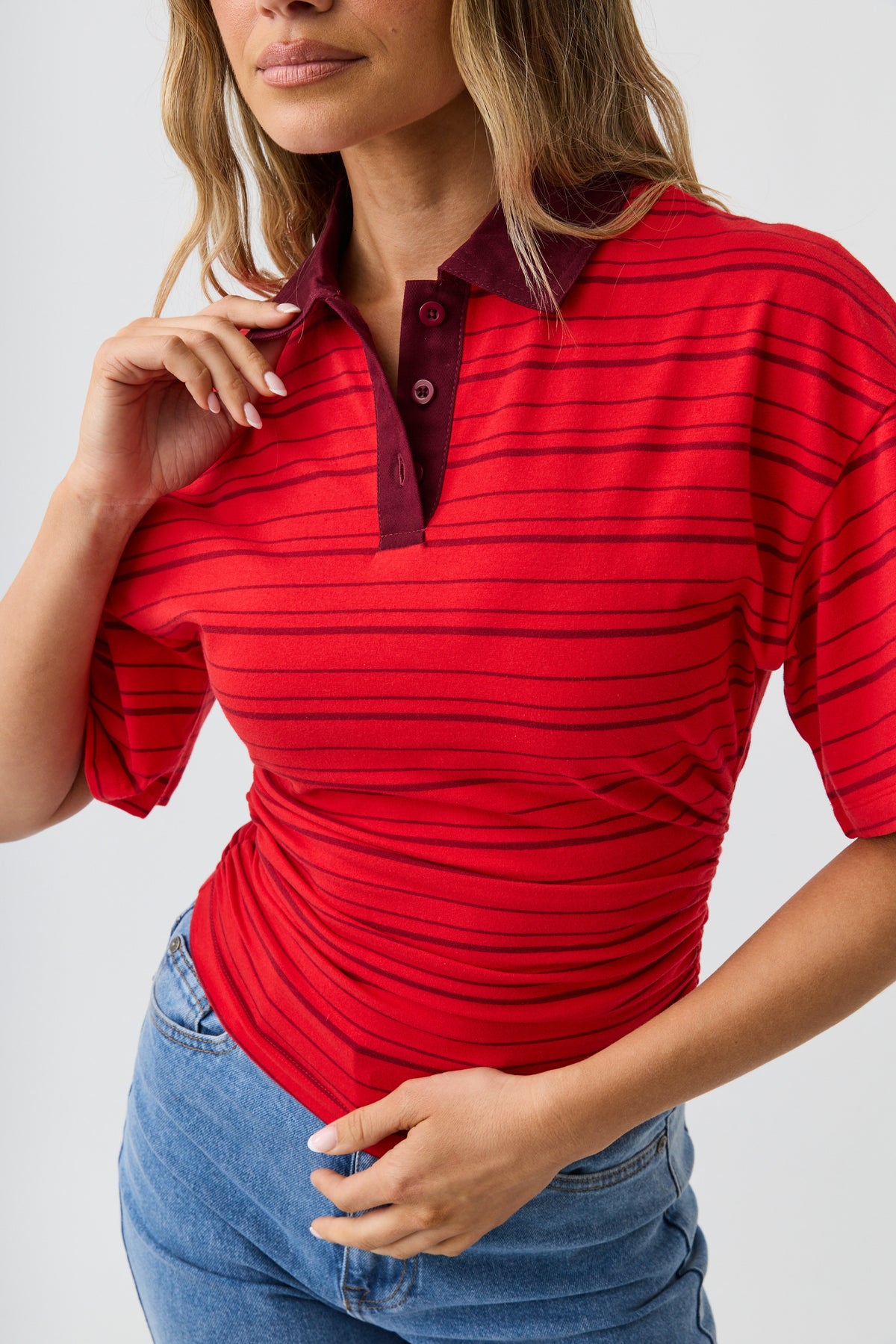 Haylee Rugby Top Red