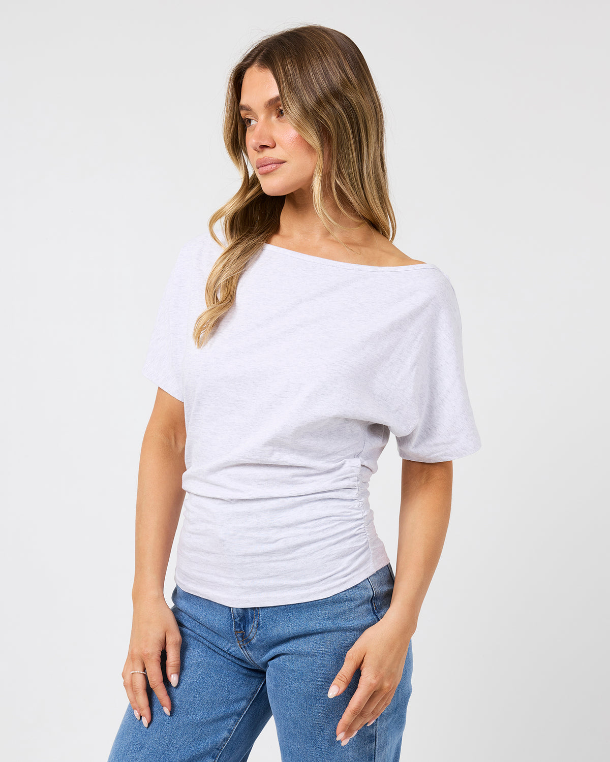 Lune Off Shoulder Top Snow Marle