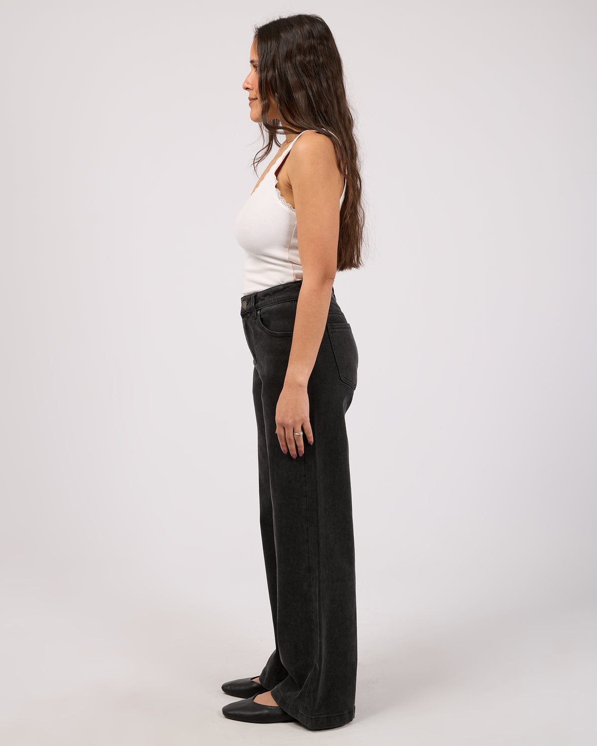 Jacqui Wide Leg Petite Washed Black