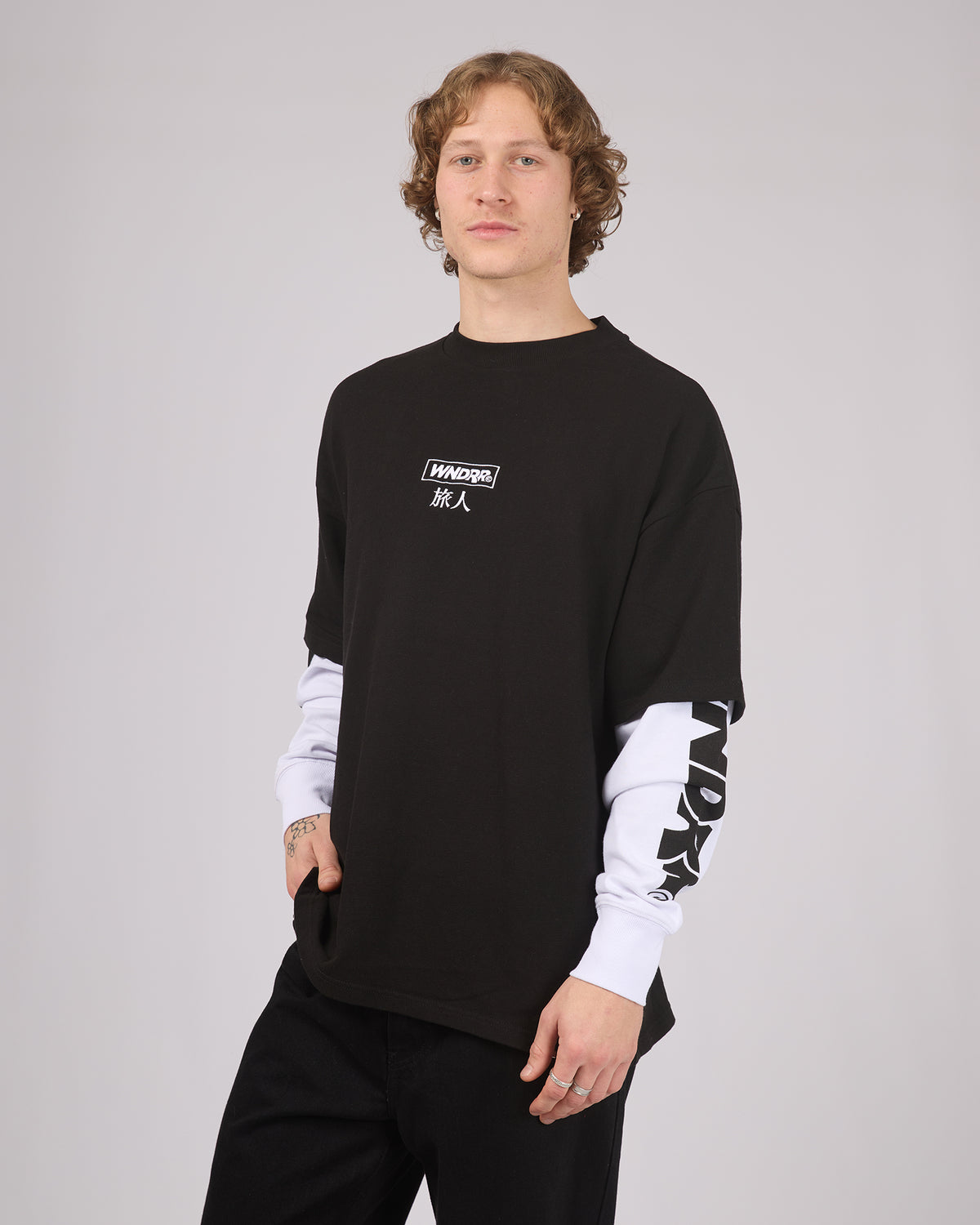 Shodo Layered Long Sleeve Tee Black