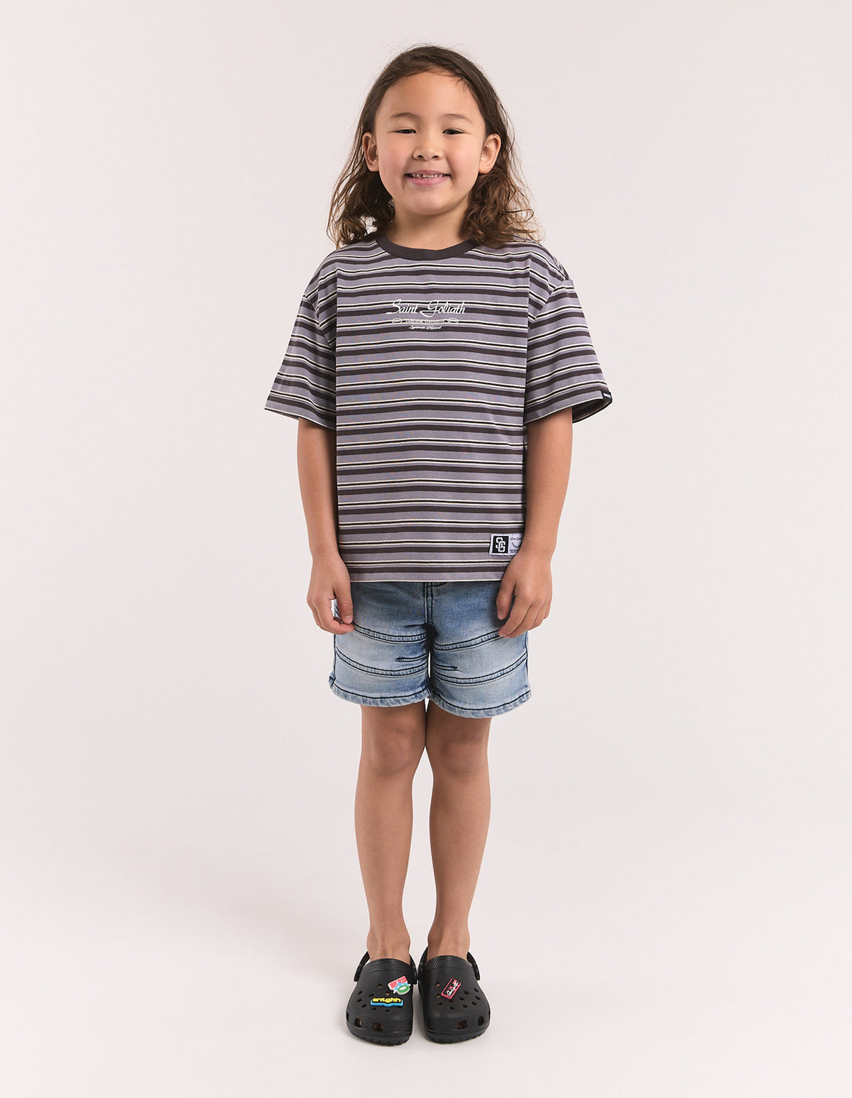 Kids Stripe Ringer Tee Black