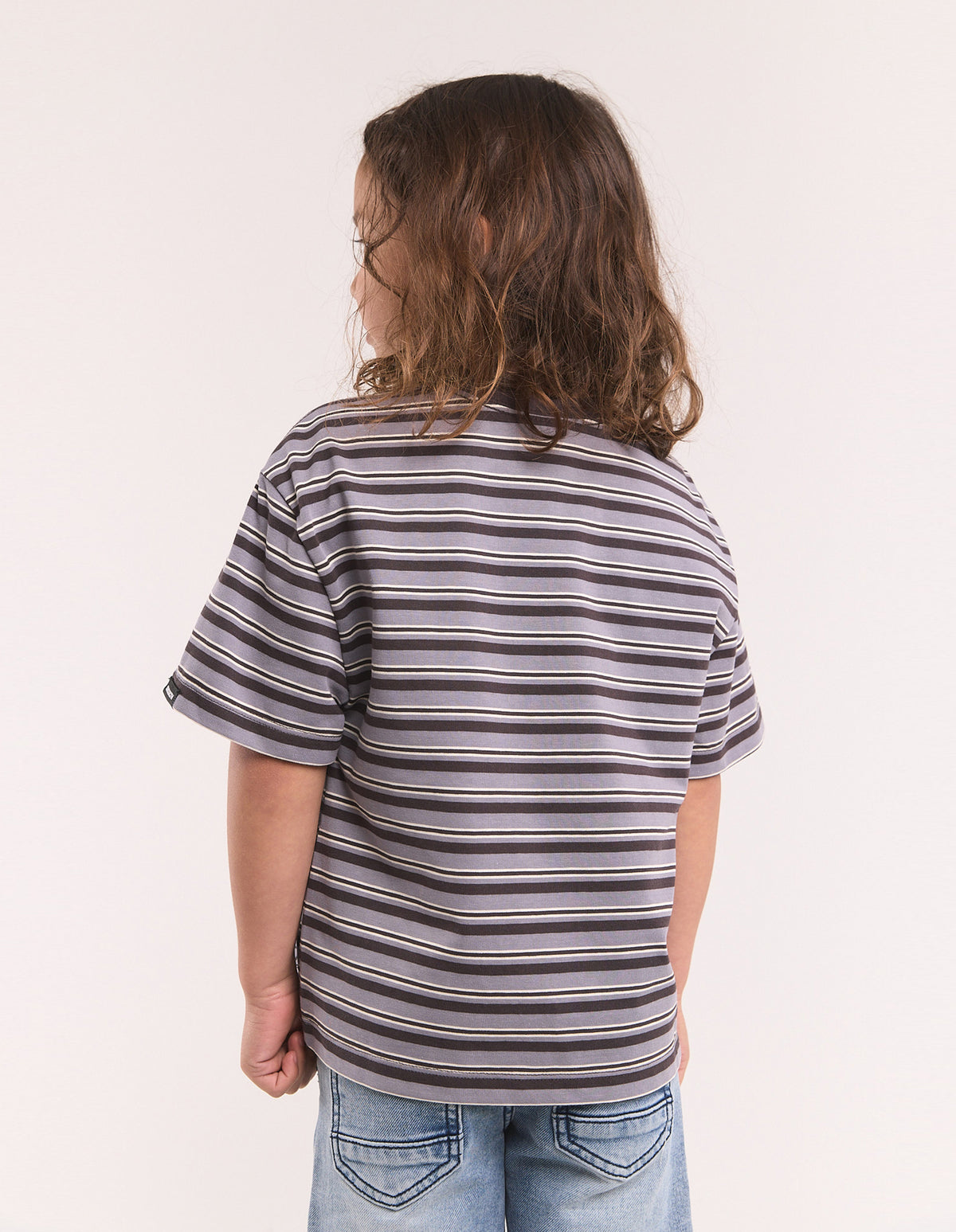 Kids Stripe Ringer Tee Black