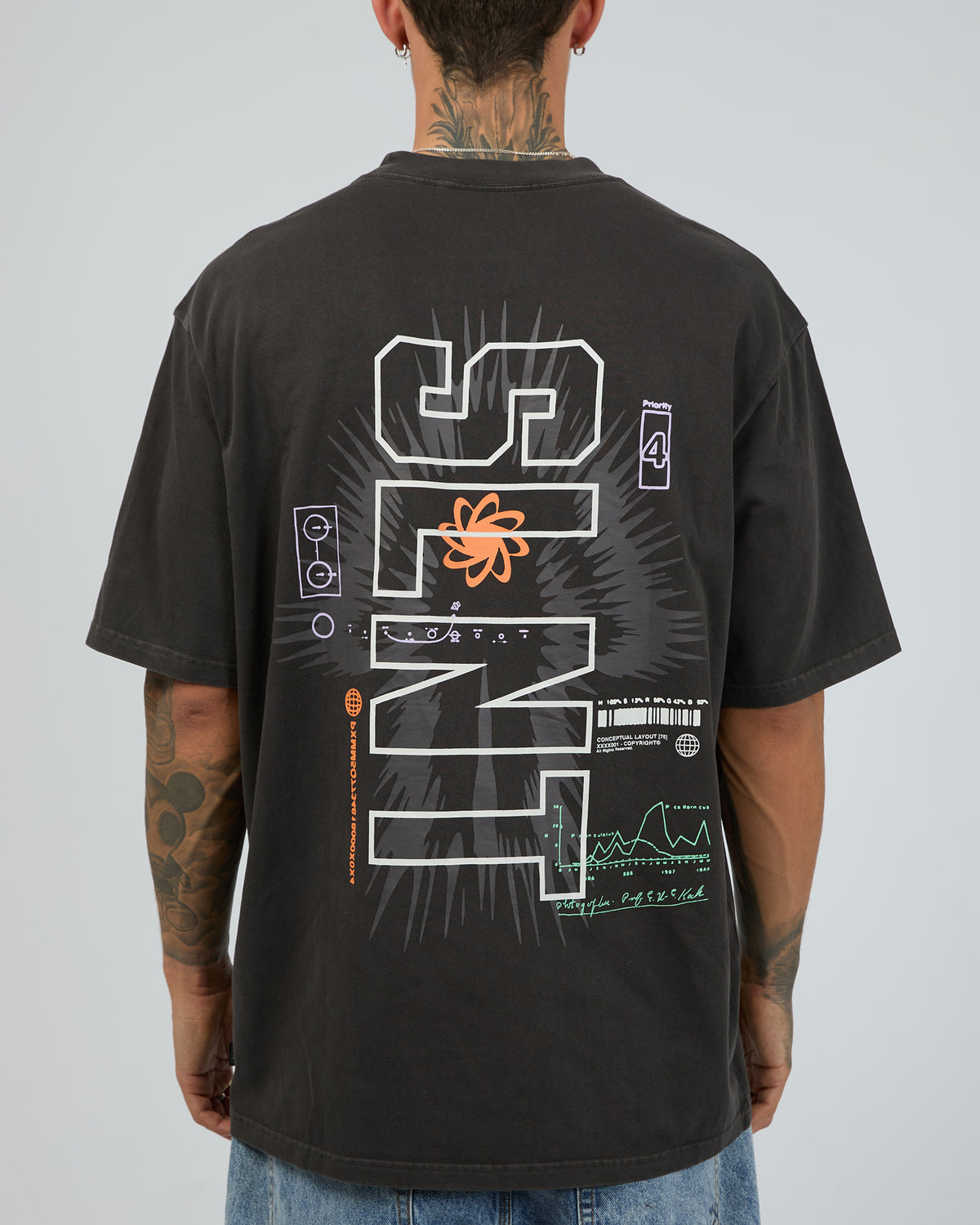 Overlay Tee Charcoal