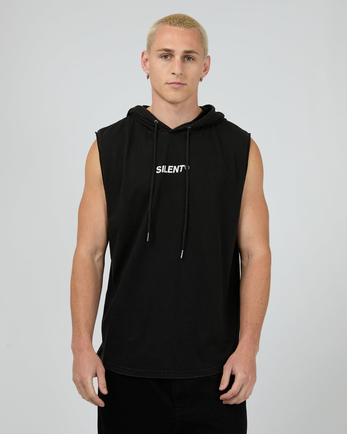 Strike Hooded Muscle Washed Black