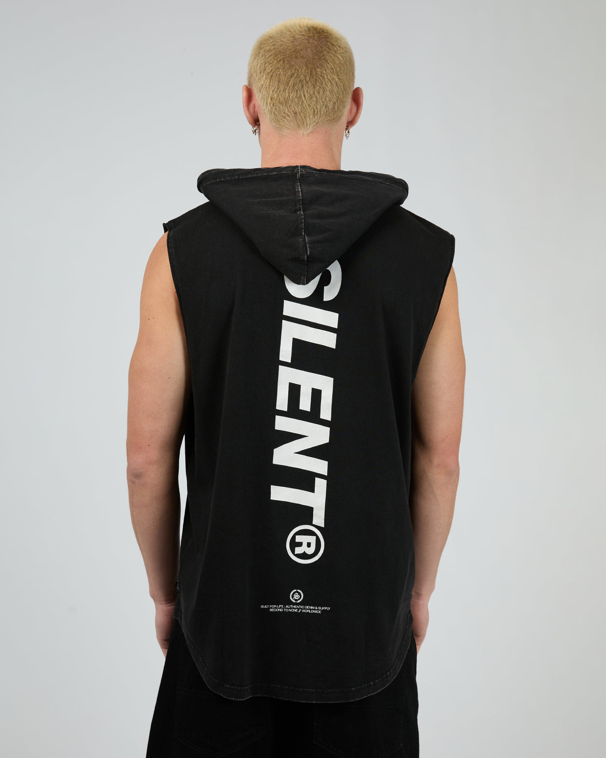 Strike Hooded Muscle Washed Black
