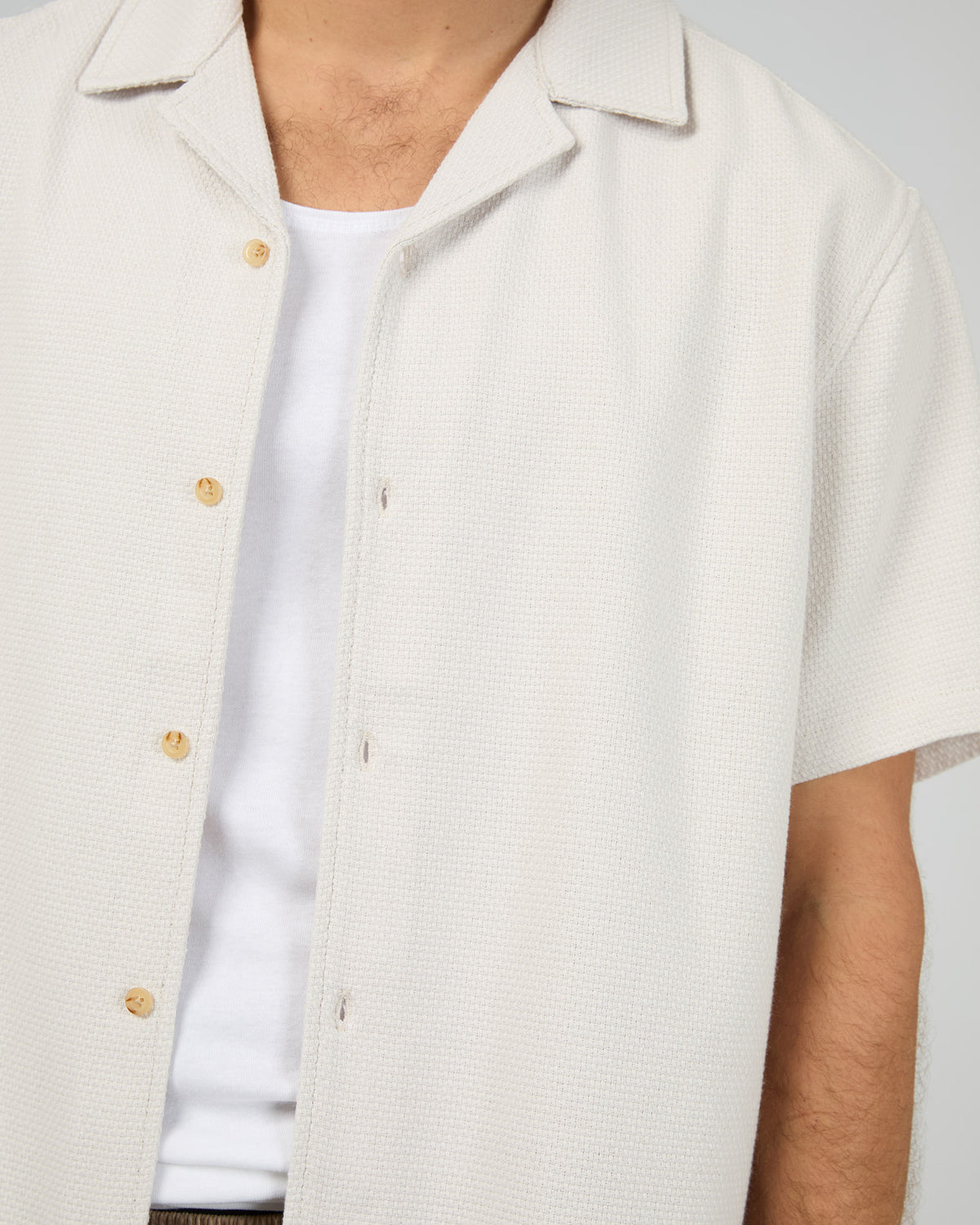 Vacay Textured Short Sleeve Shirt Natural