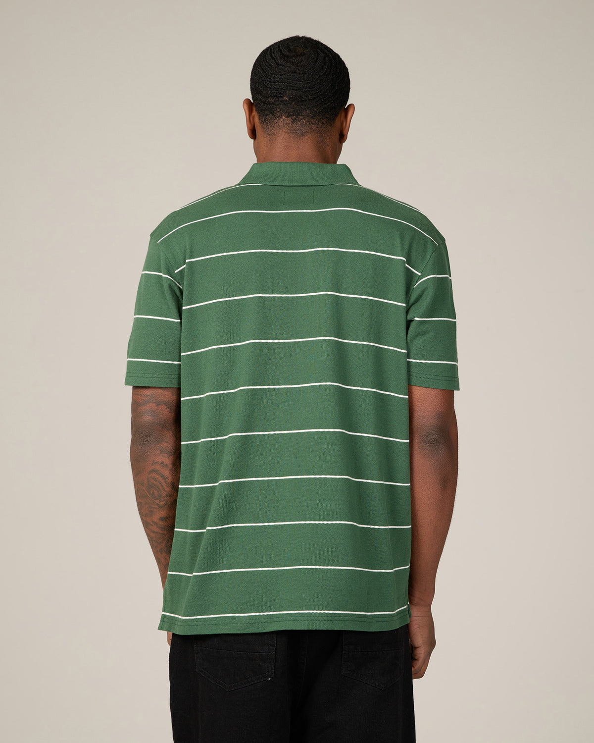 Striped Pique Polo Green