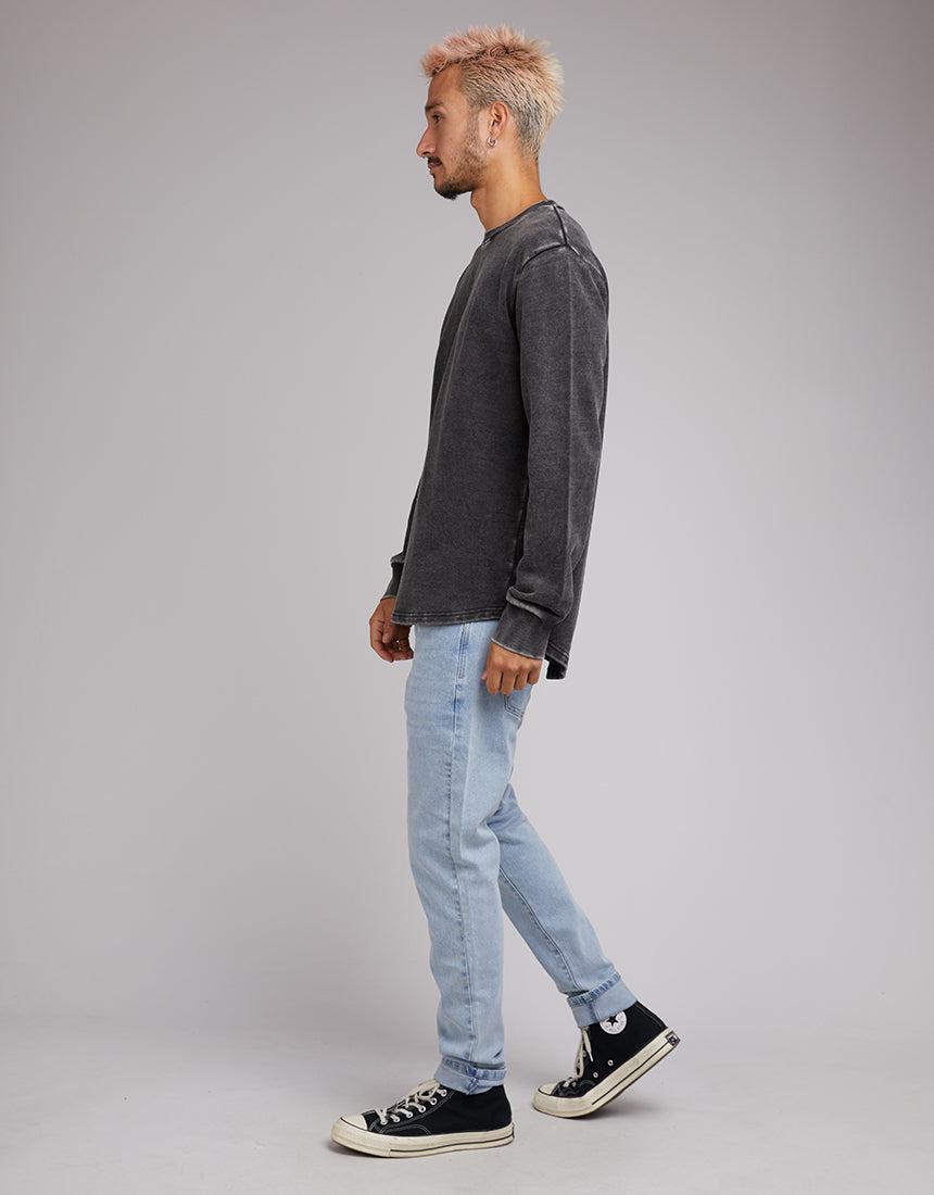 Curved Hem Crew Acid Black