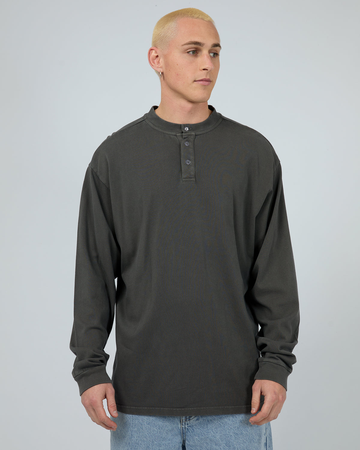 Henley Ls Top Charcoal