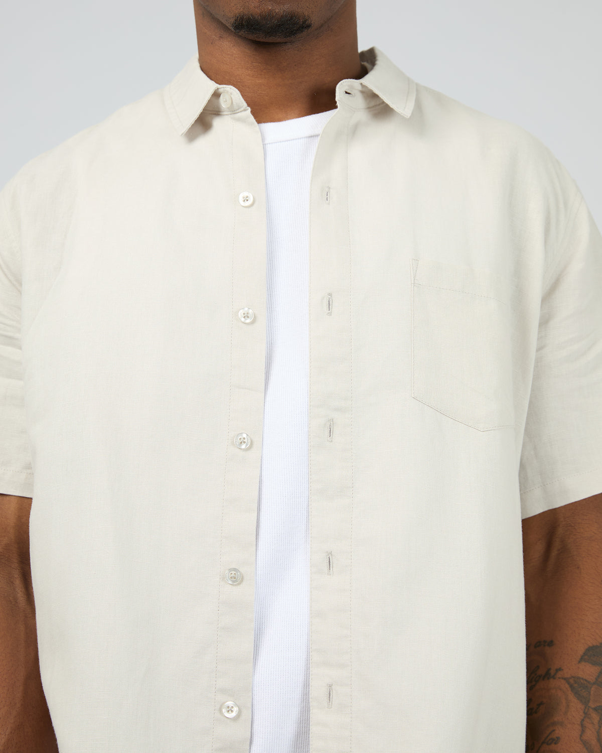 Linen Short Sleeve Shirt II Dove