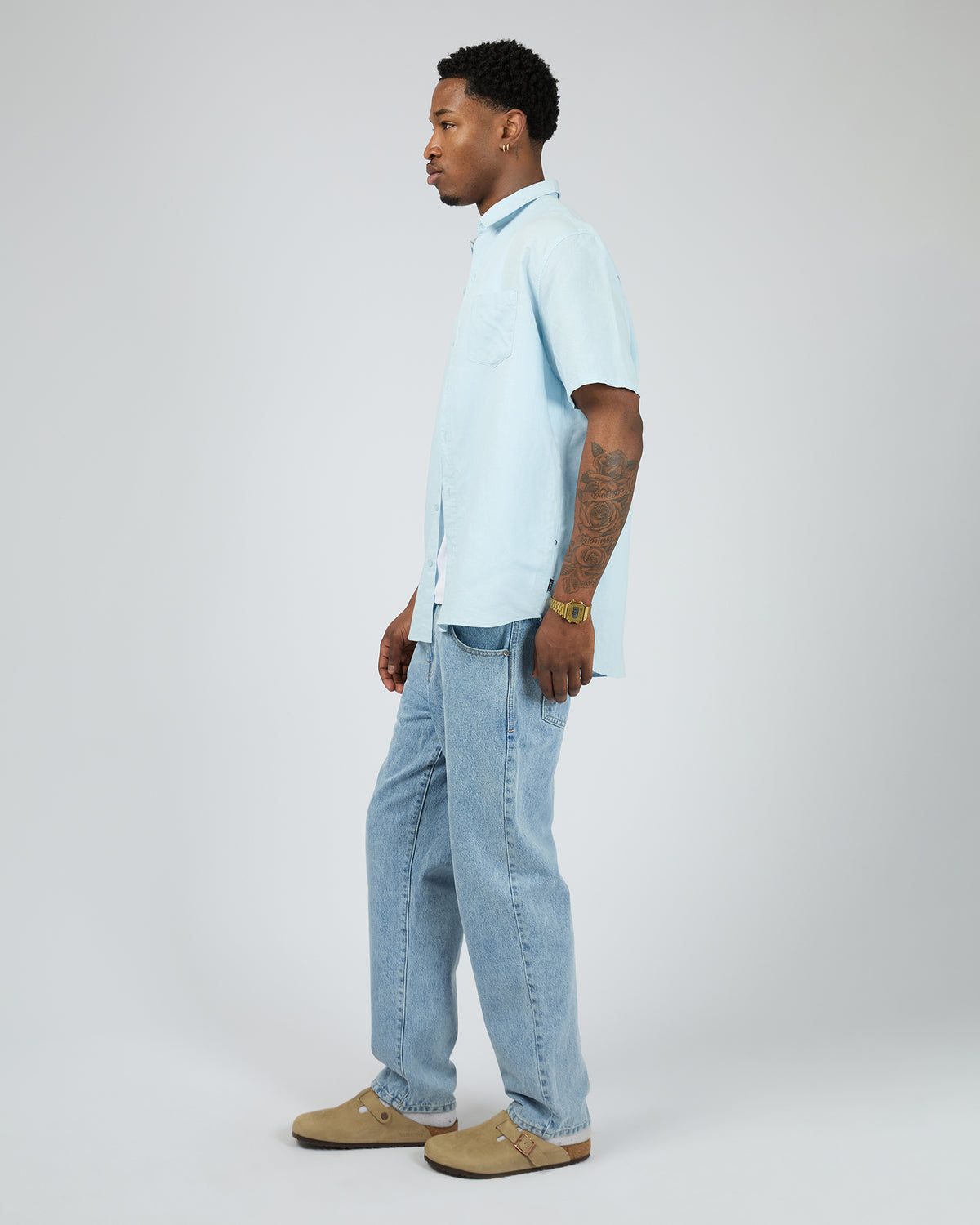Linen Short Sleeve Shirt II Pale Blue