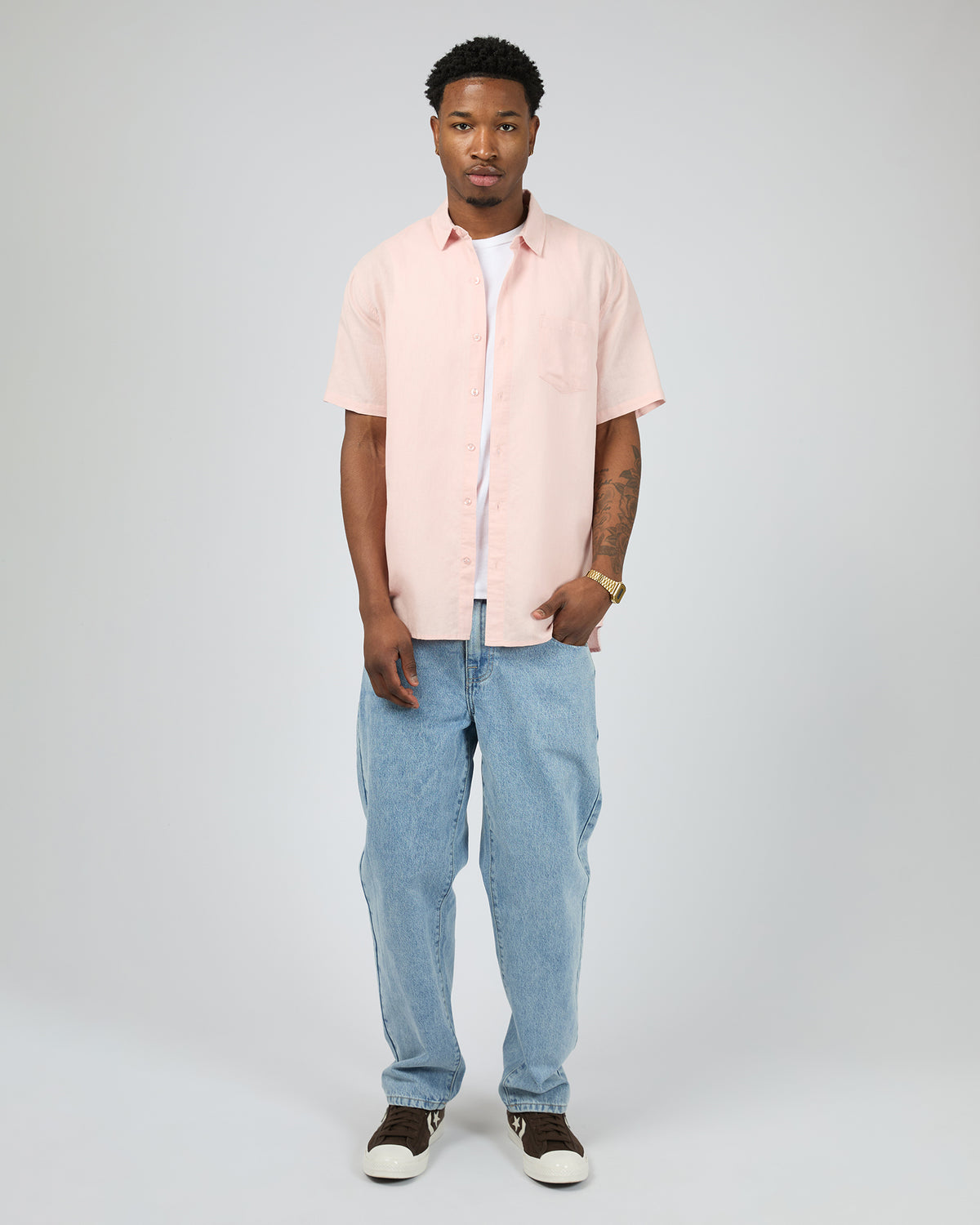 Linen Short Sleeve Shirt II Pink
