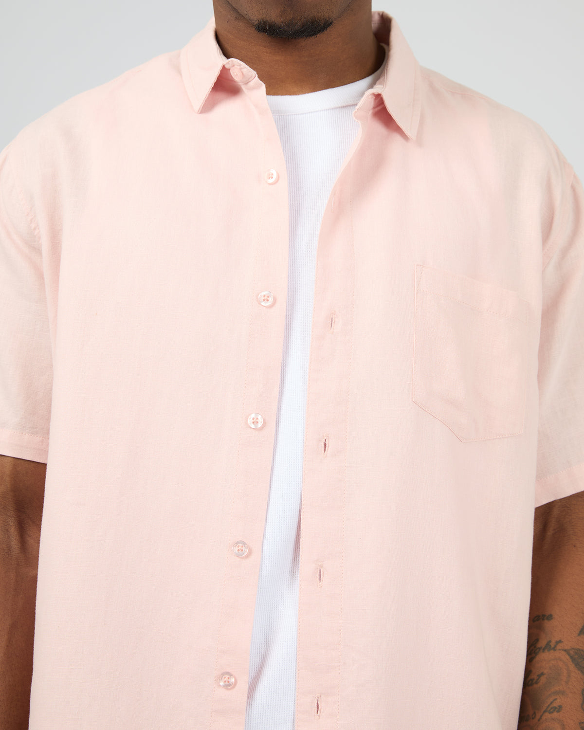 Linen Short Sleeve Shirt II Pink
