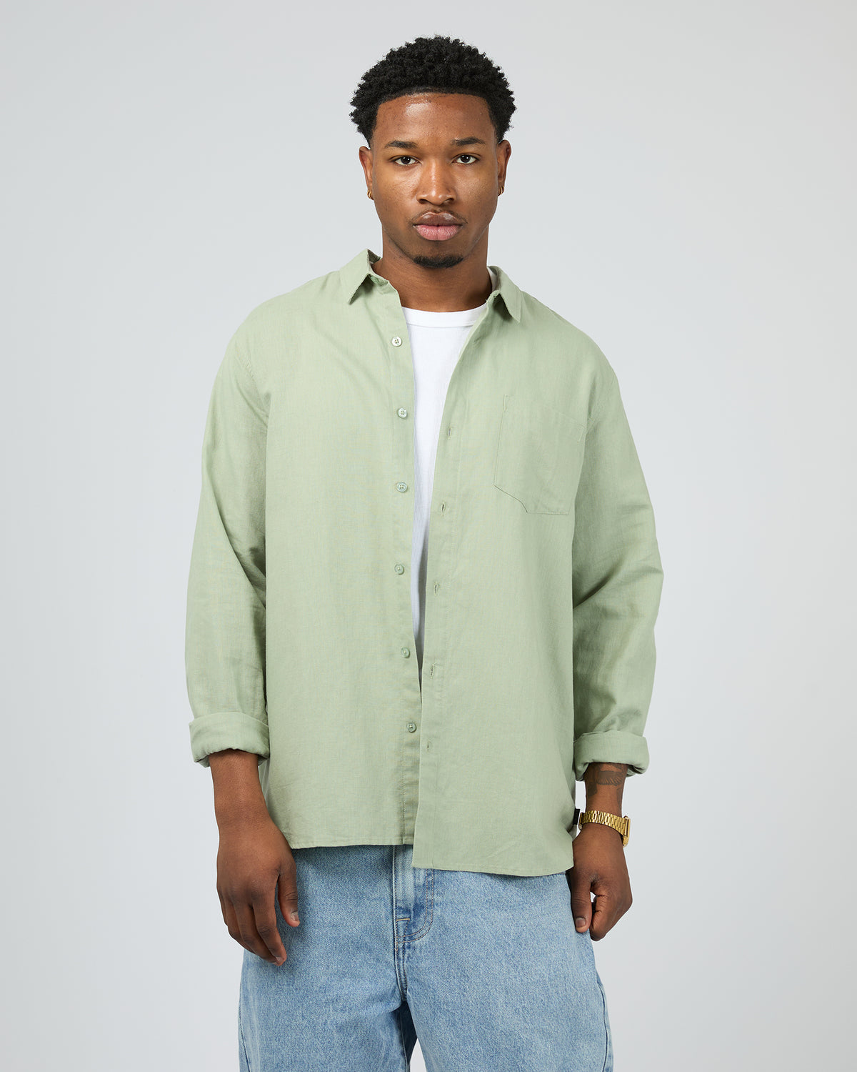 Linen Long Sleeve Shirt II Sage