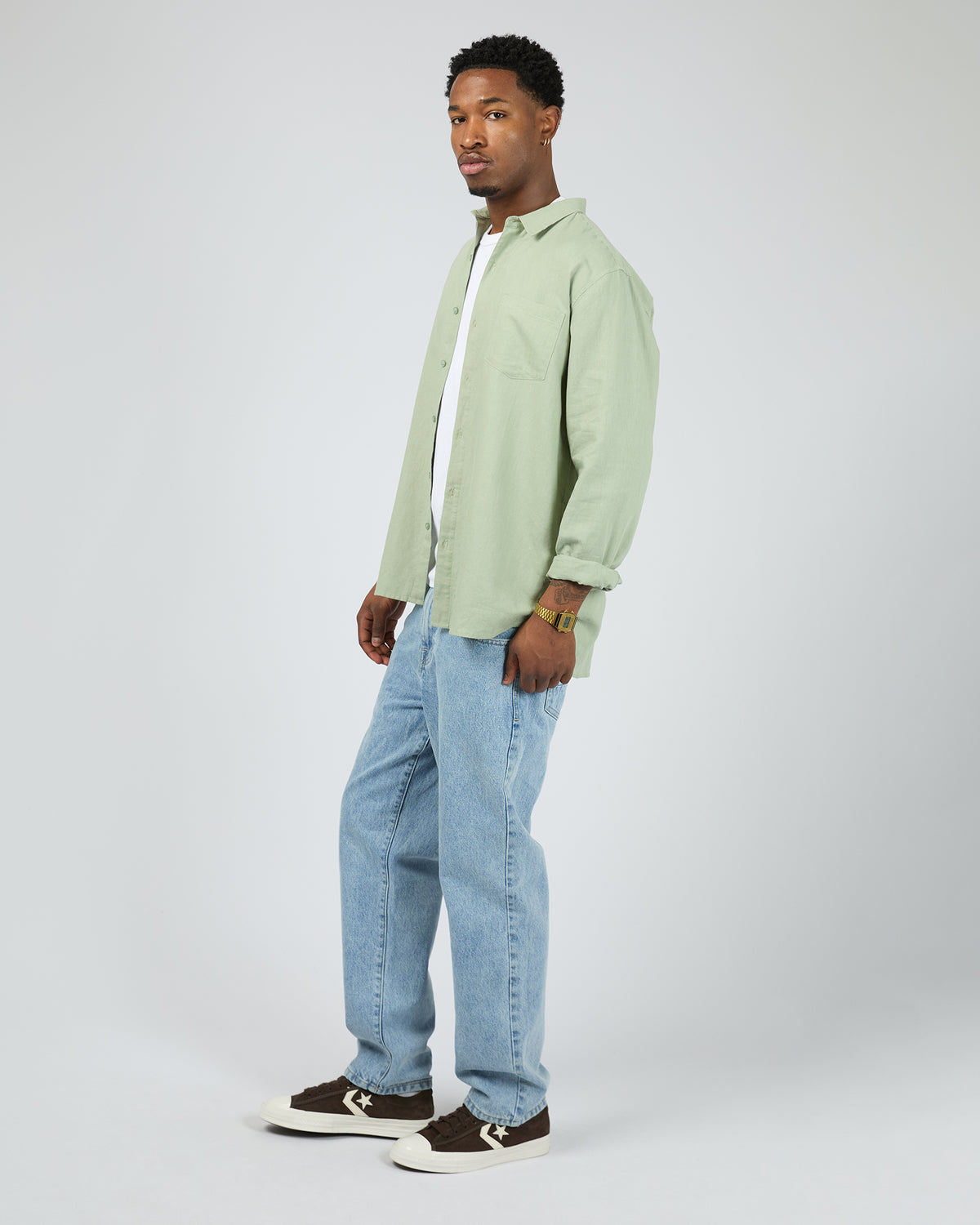 Linen Long Sleeve Shirt II Sage
