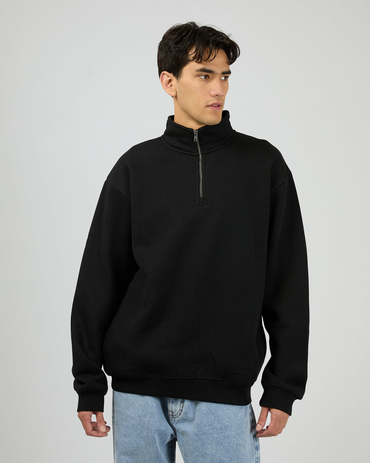 Quarter Zip Jumper Black