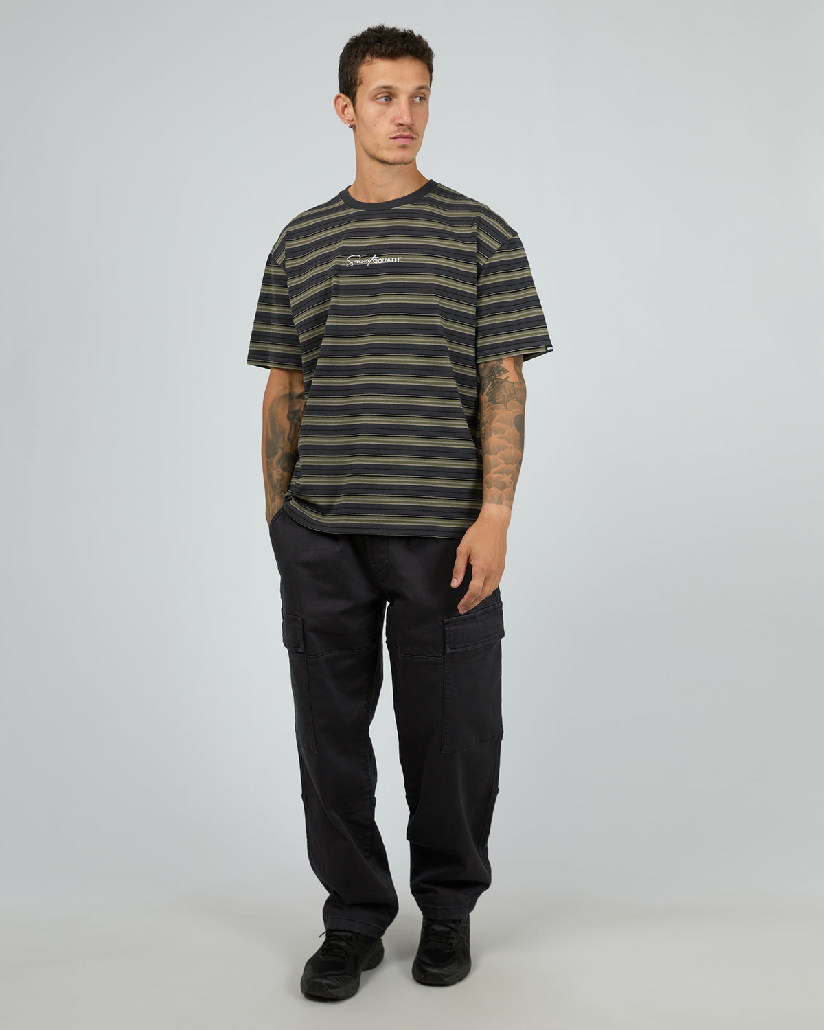 Brooks Stripe Tee Steel Blue