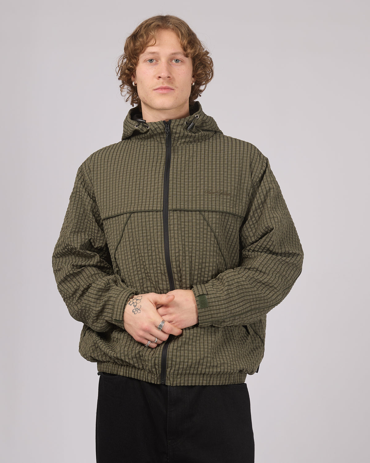 Nylon Check Jacket Green