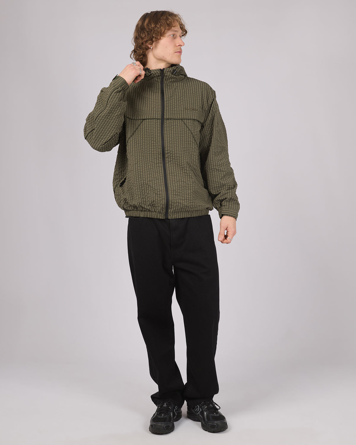 Nylon Check Jacket Green