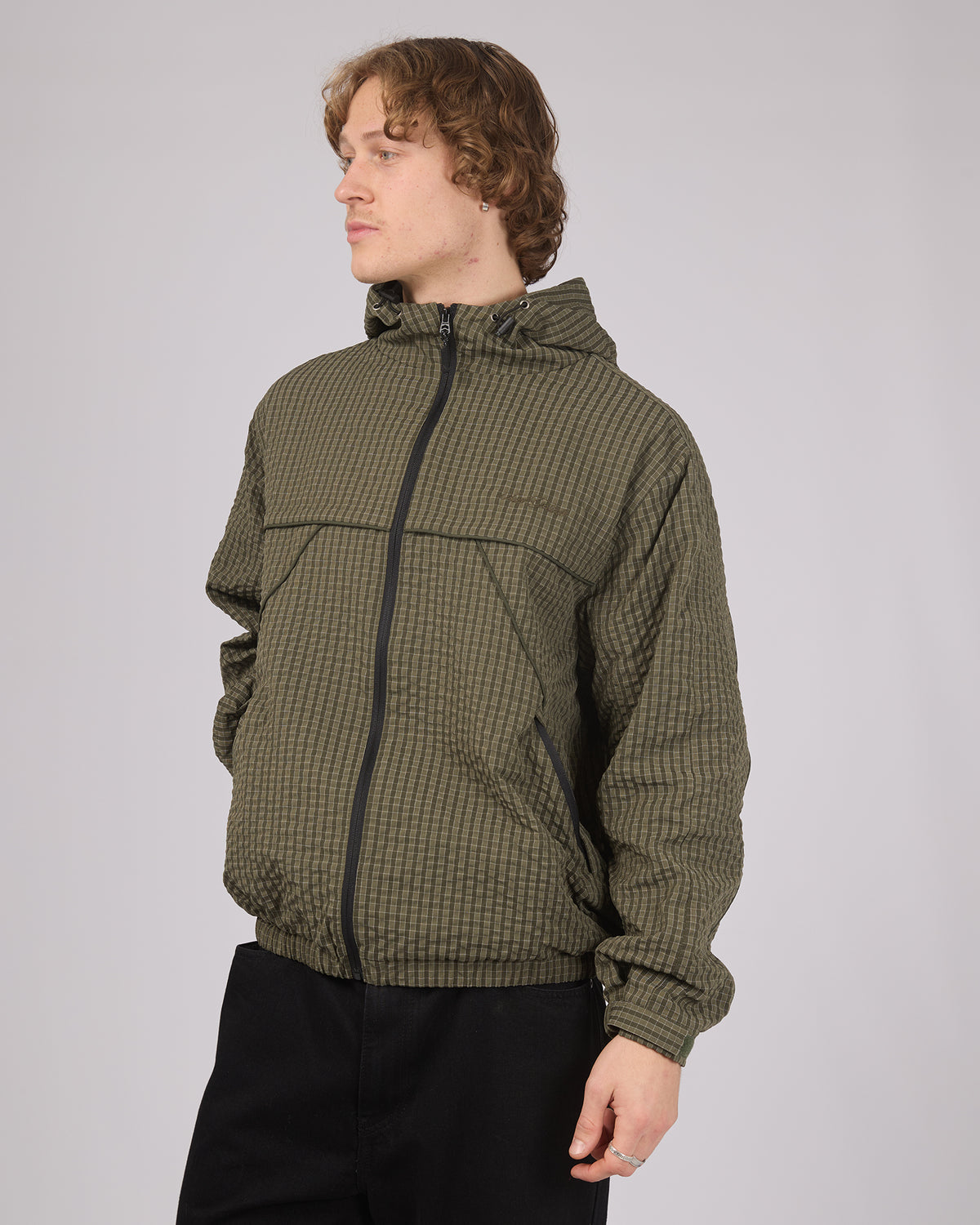 Nylon Check Jacket Green