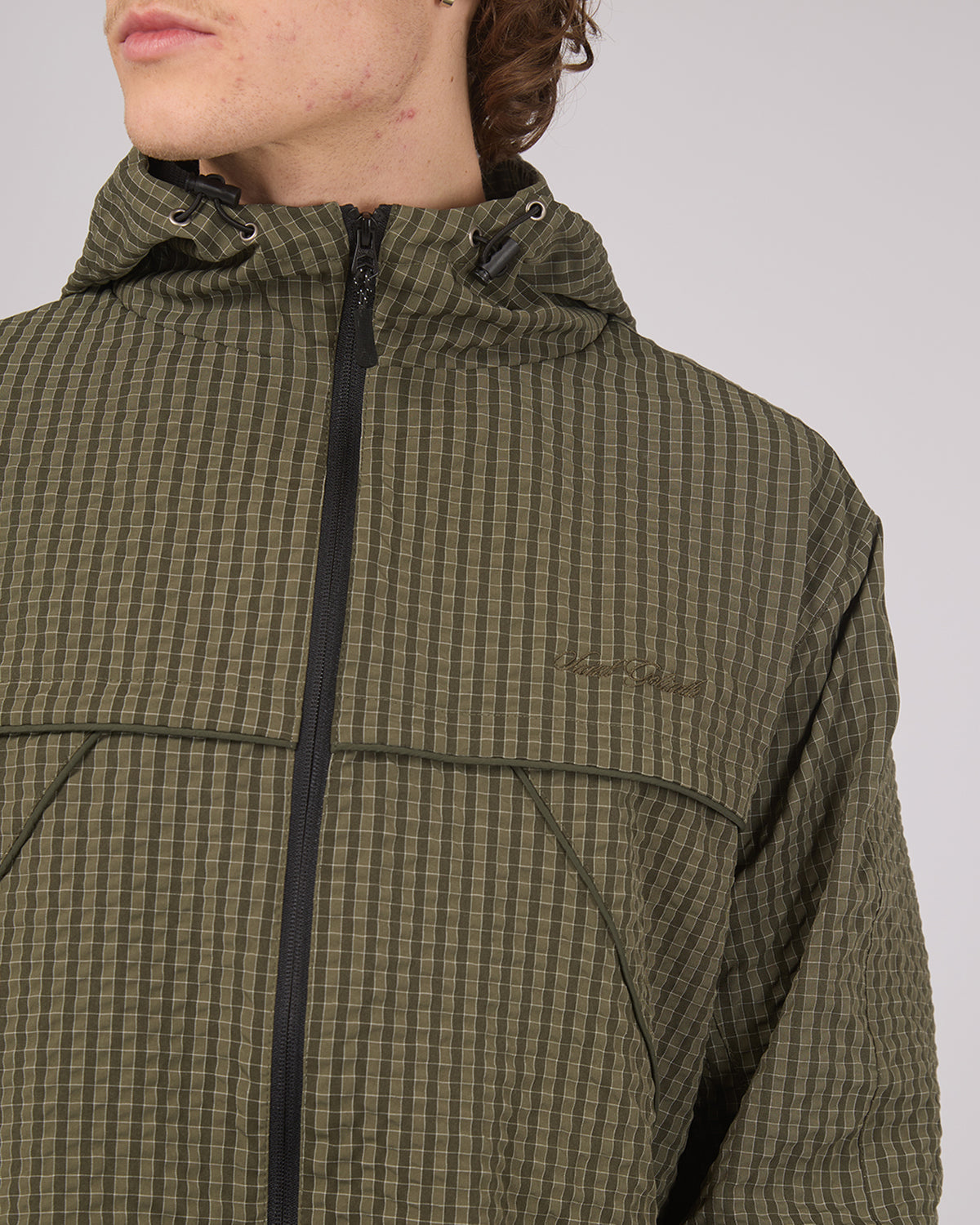 Nylon Check Jacket Green