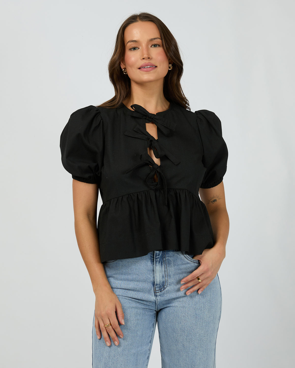 Aftersun Linen Top Black