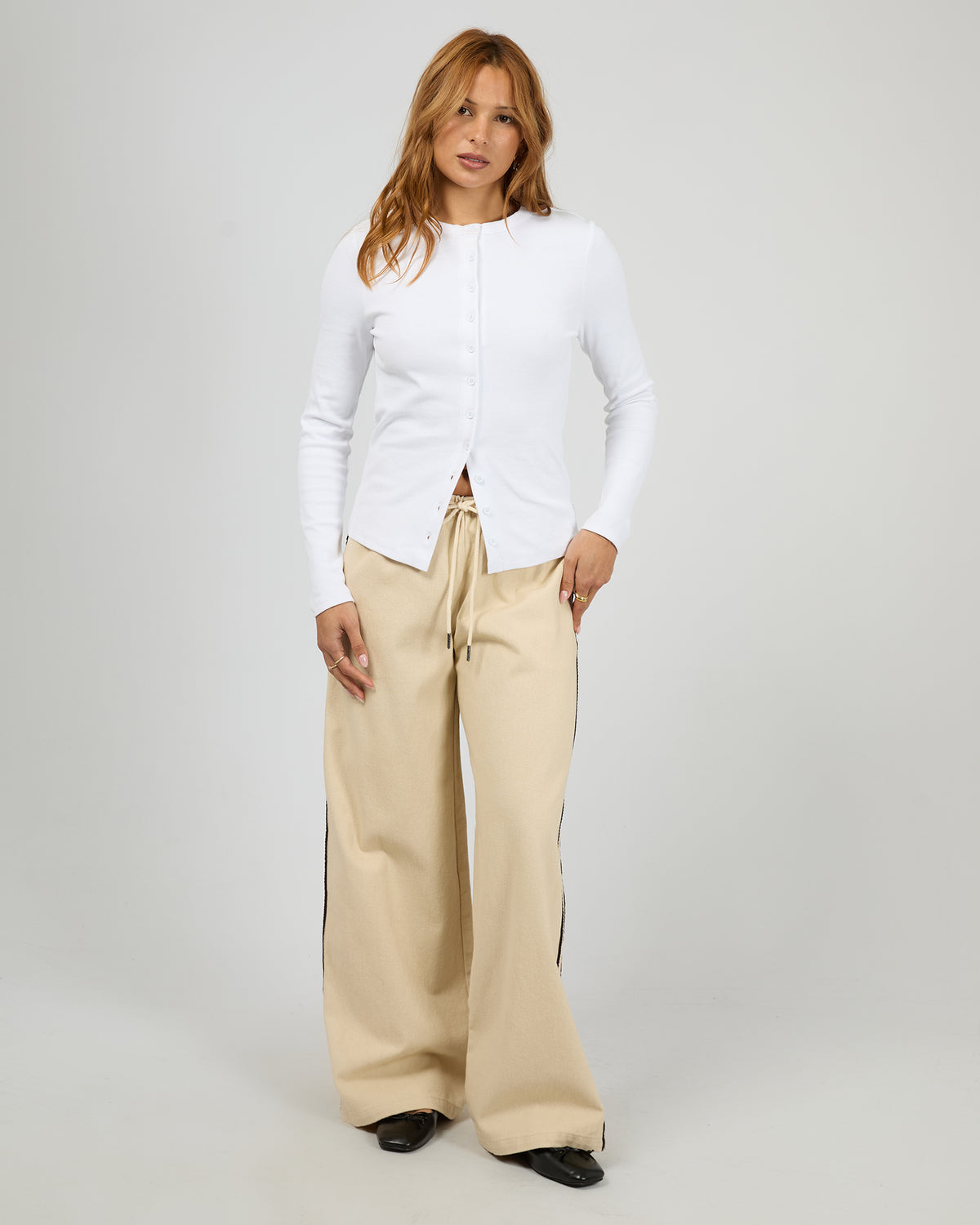 Rory Drawstring Pant Chalk