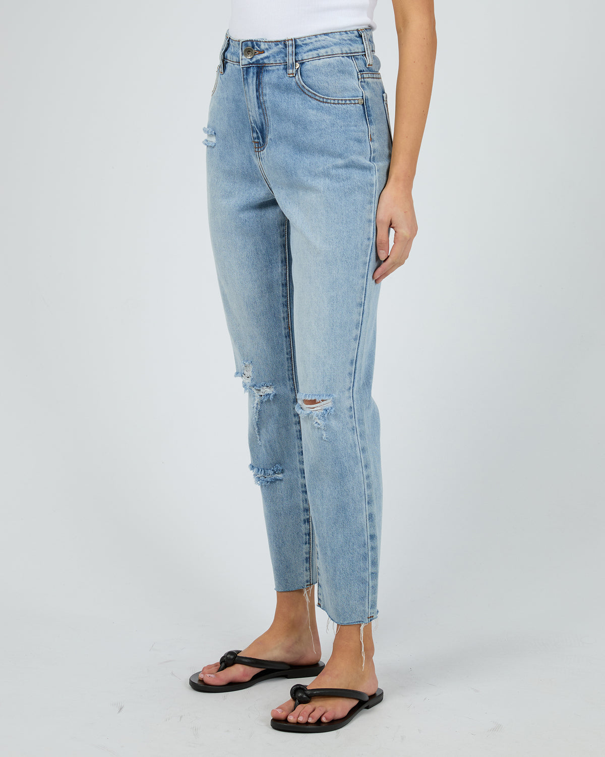 Monica Mom Jean Destroyed Blue