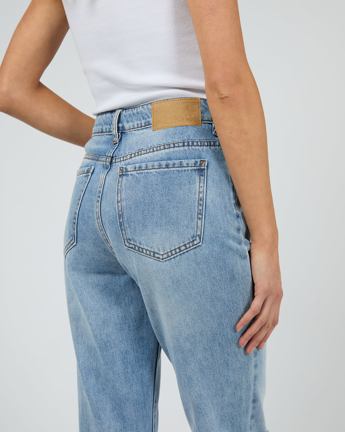 Monica Mom Jean Destroyed Blue