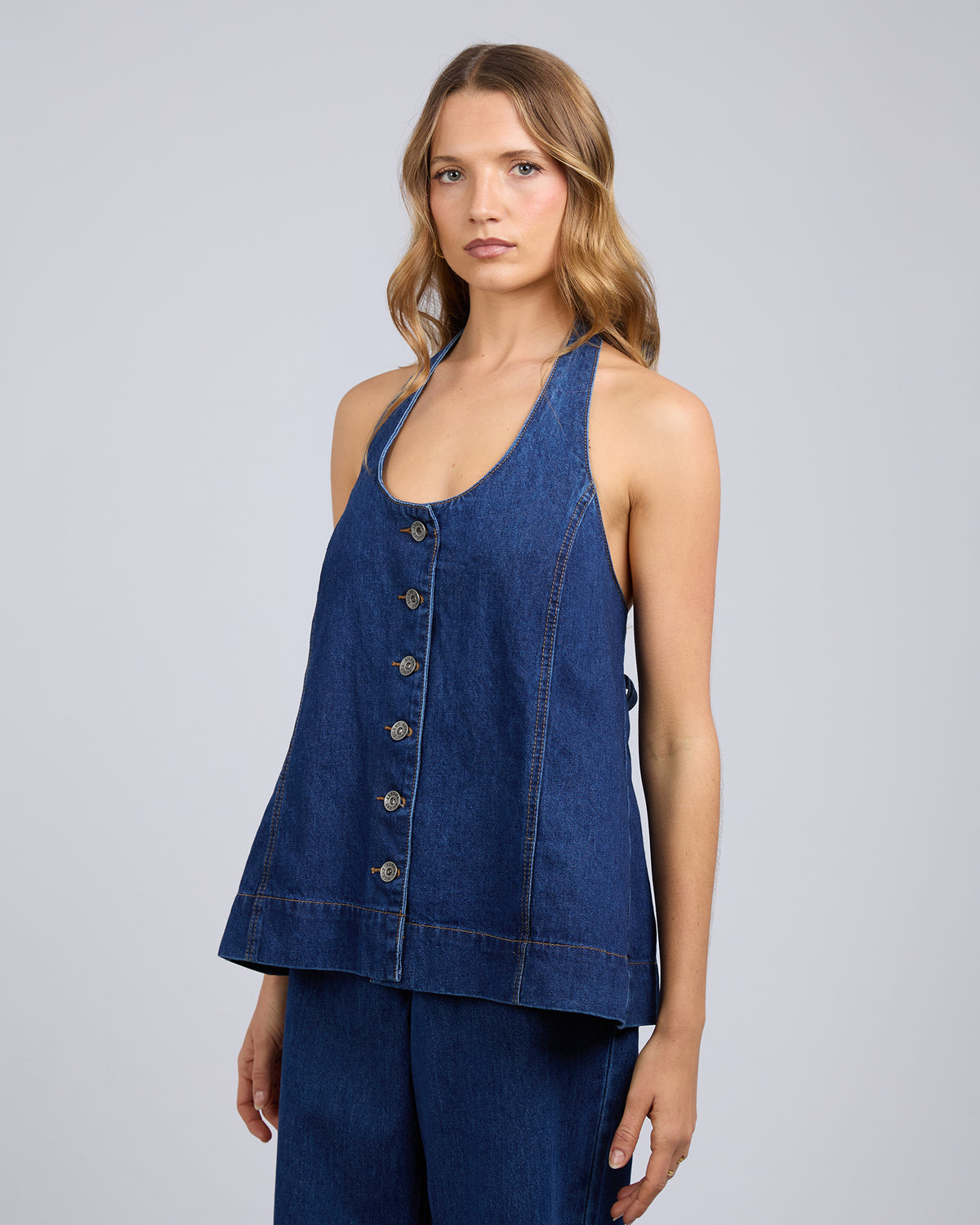 Lenni Halter Neck Top Dark Blue