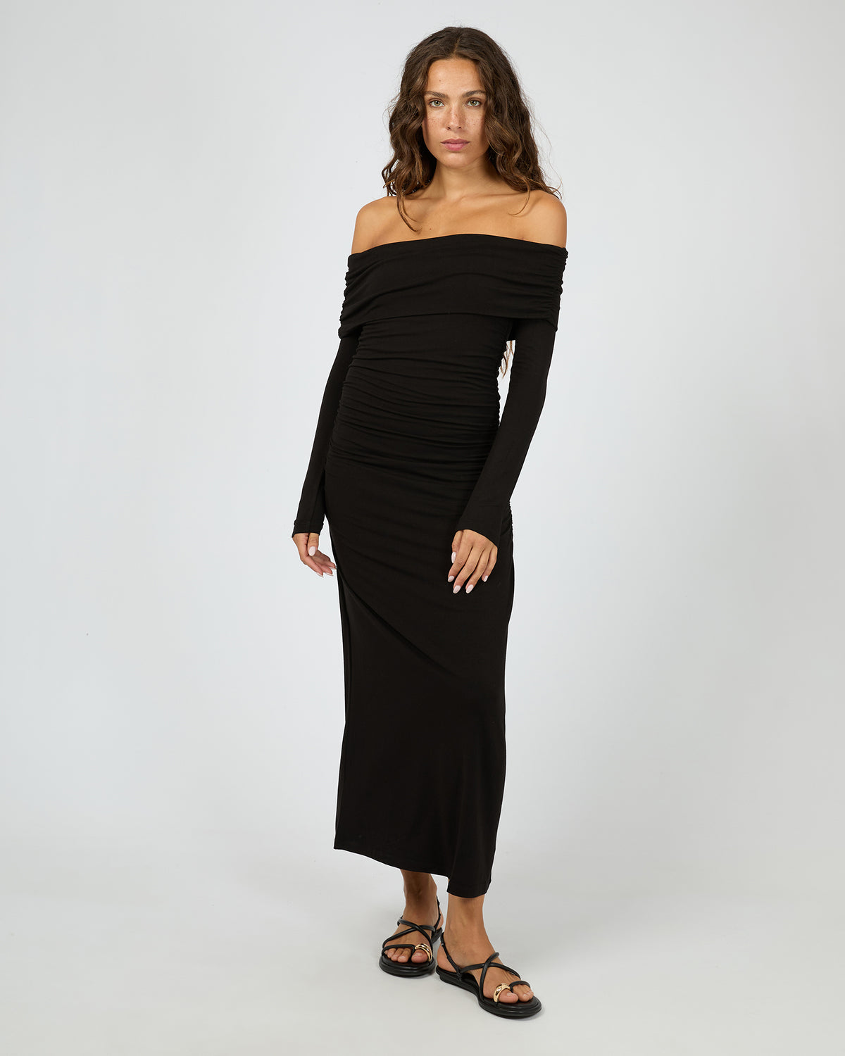 Fold Over Maxi Dress Black
