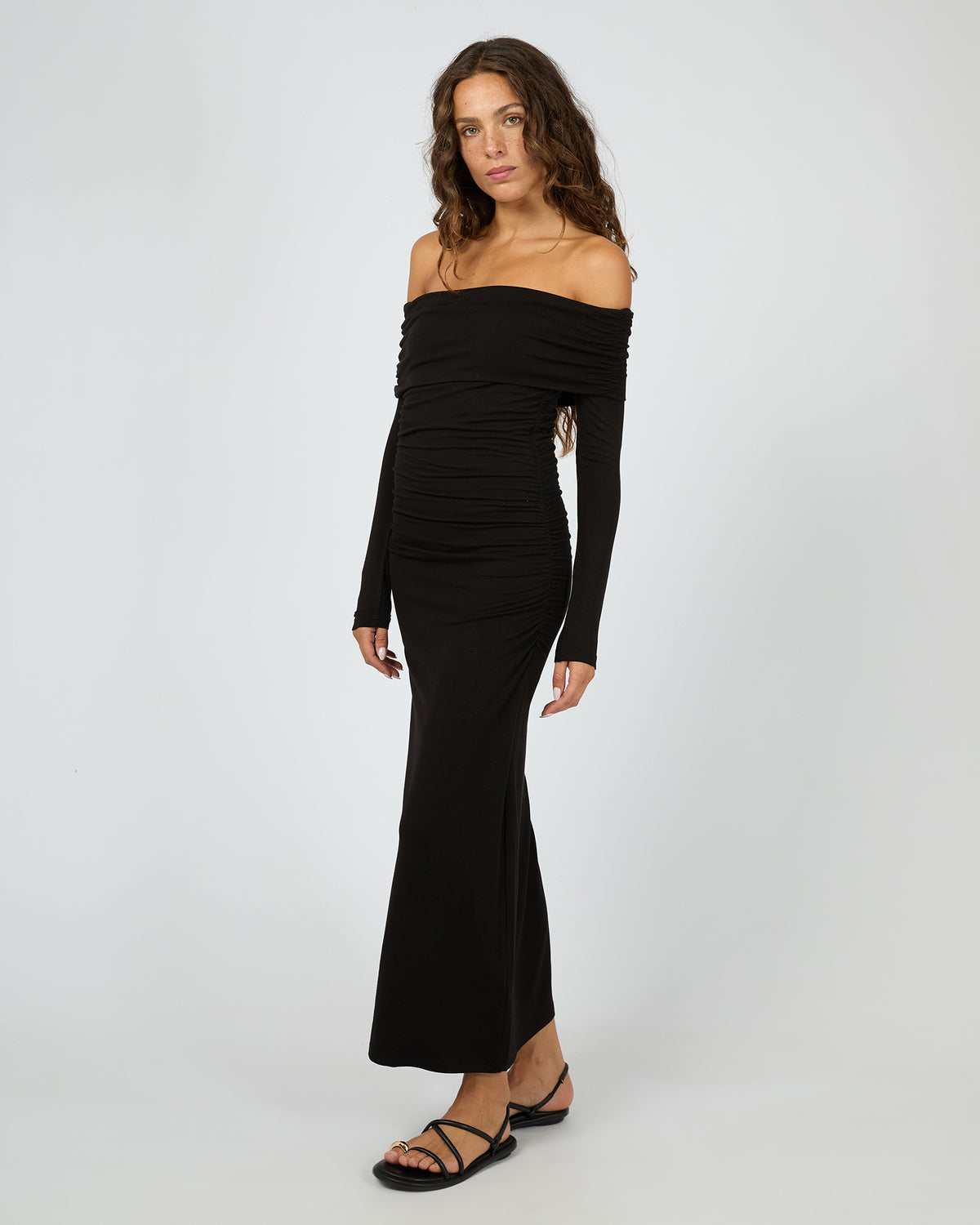 Fold Over Maxi Dress Black