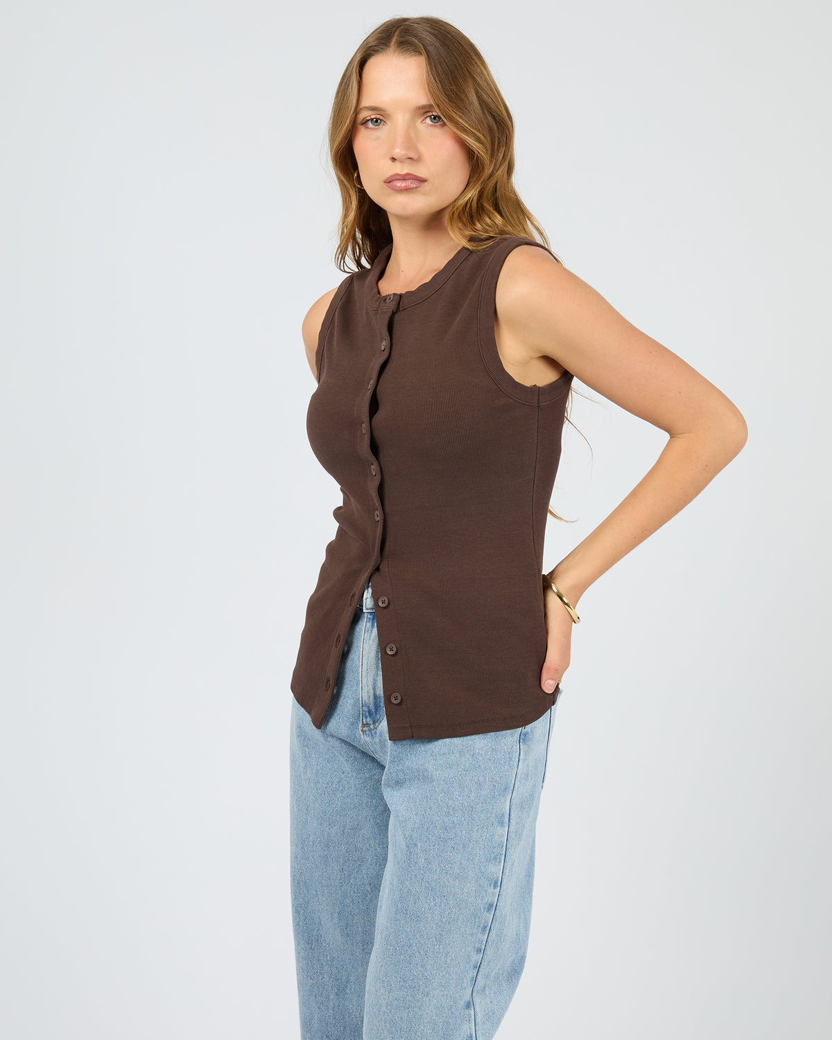 Button Up Tank Chocolate