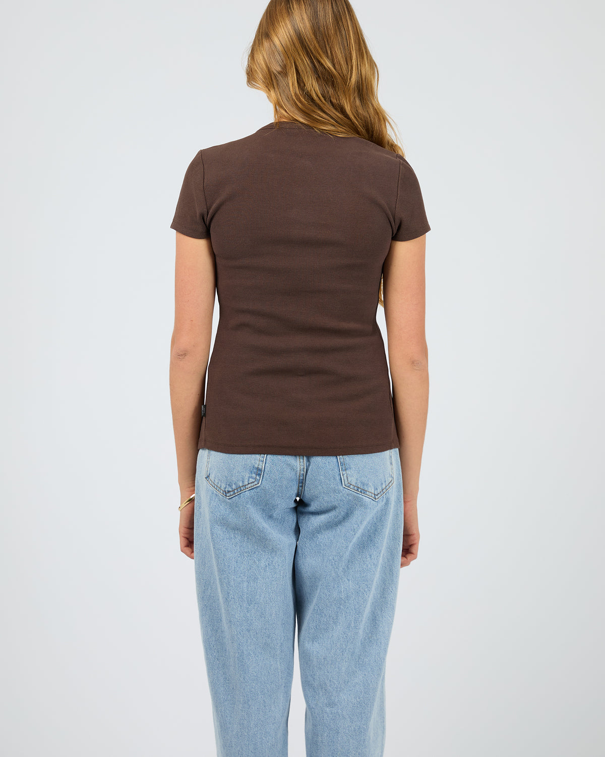 Button Up Short Sleeve Tee Chocolate
