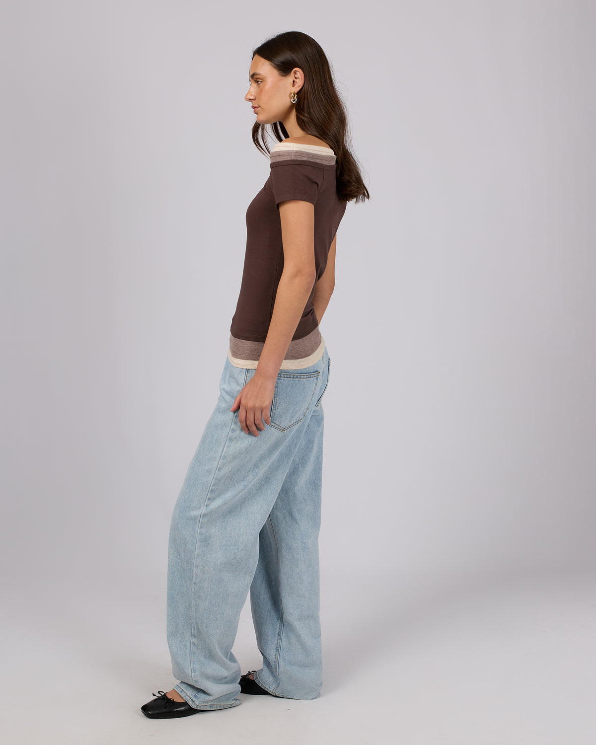 Luxe Layered Asymmetric Tee Brown
